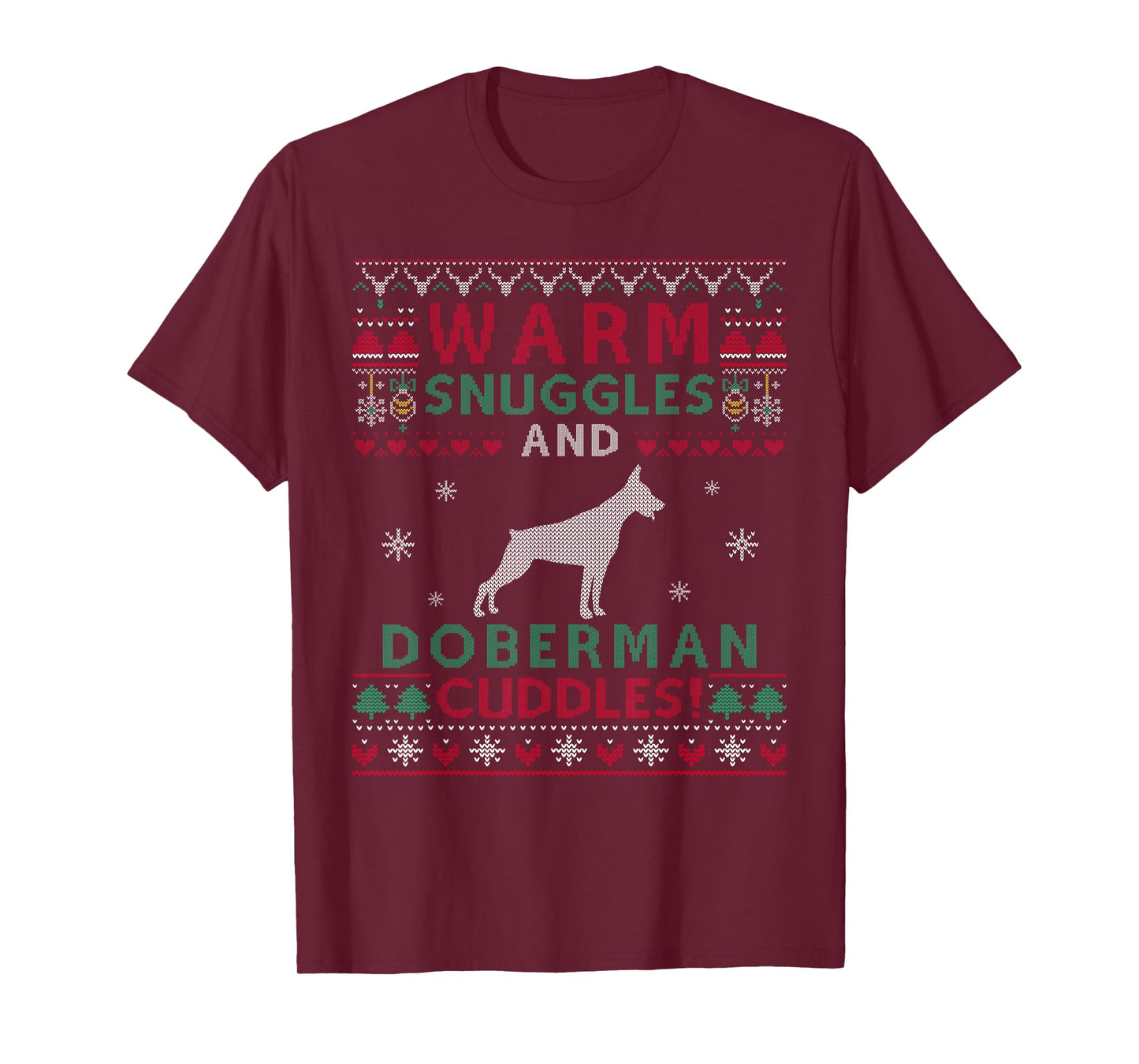 Doberman Christmas Dog Lover Gifts Christmas Doberman Dog Cuddles Pet Owners Unisex-Kids Ugly Christmas T-Shirt