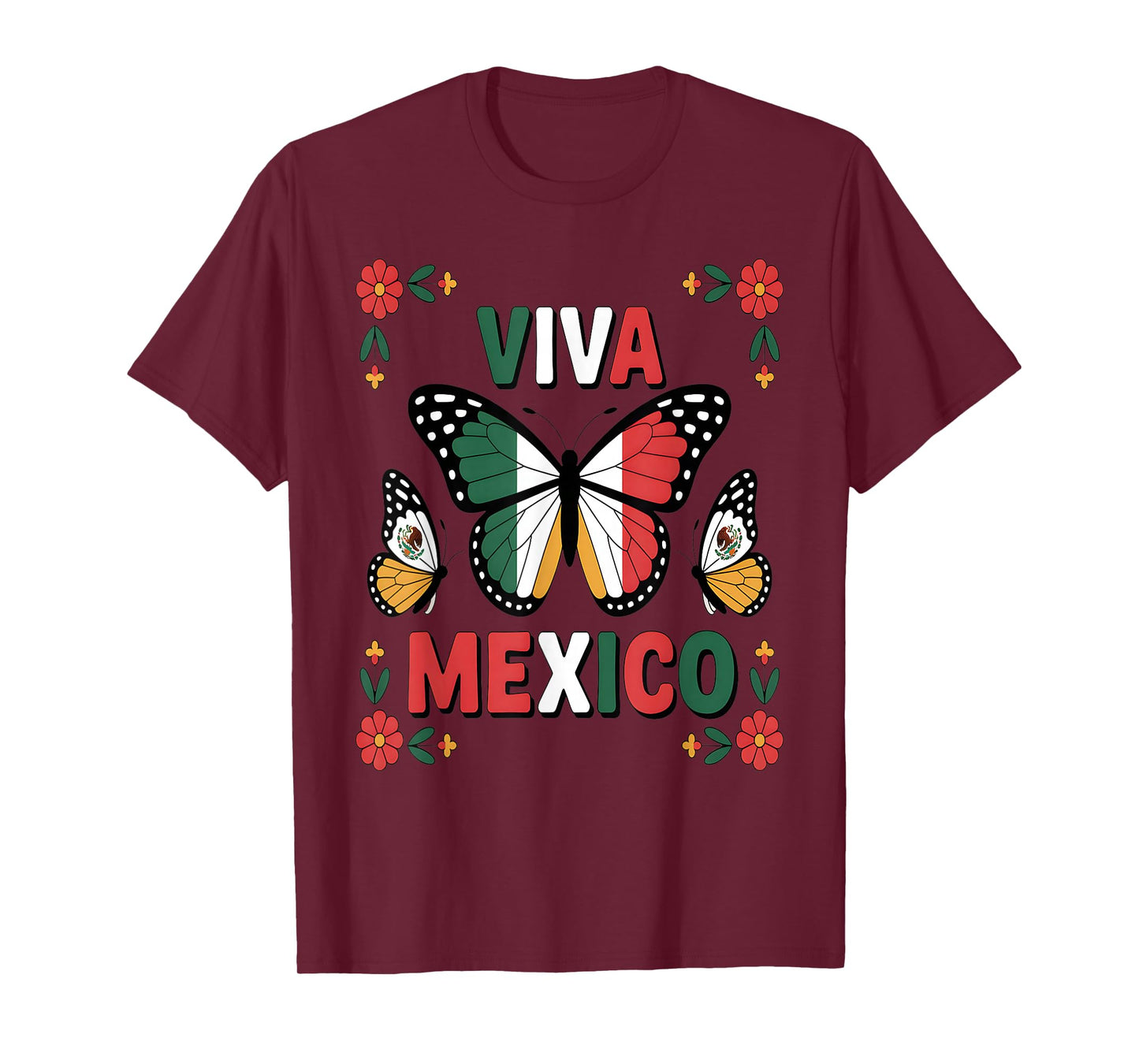 Viva Mexico Mexican Butterfly Independence Day Flag Mexico T-Shirt