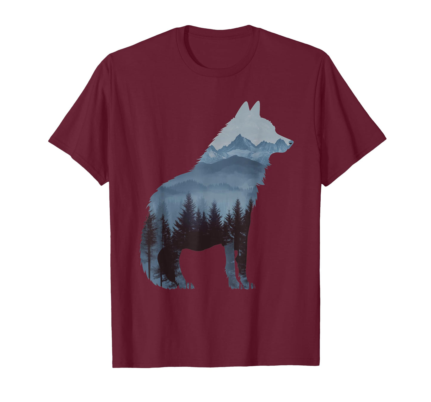Wolf and Forest Silhouette double exposure Art T-Shirt