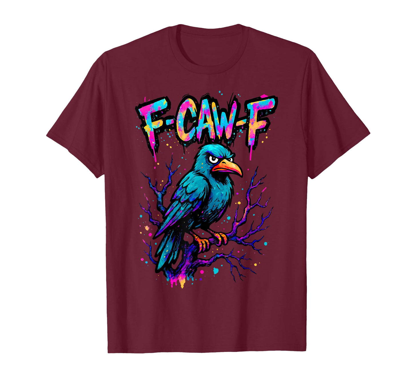 Funny F Caw F Raven Bird Retro Graphic F-CAW-F Crow Pun T-Shirt