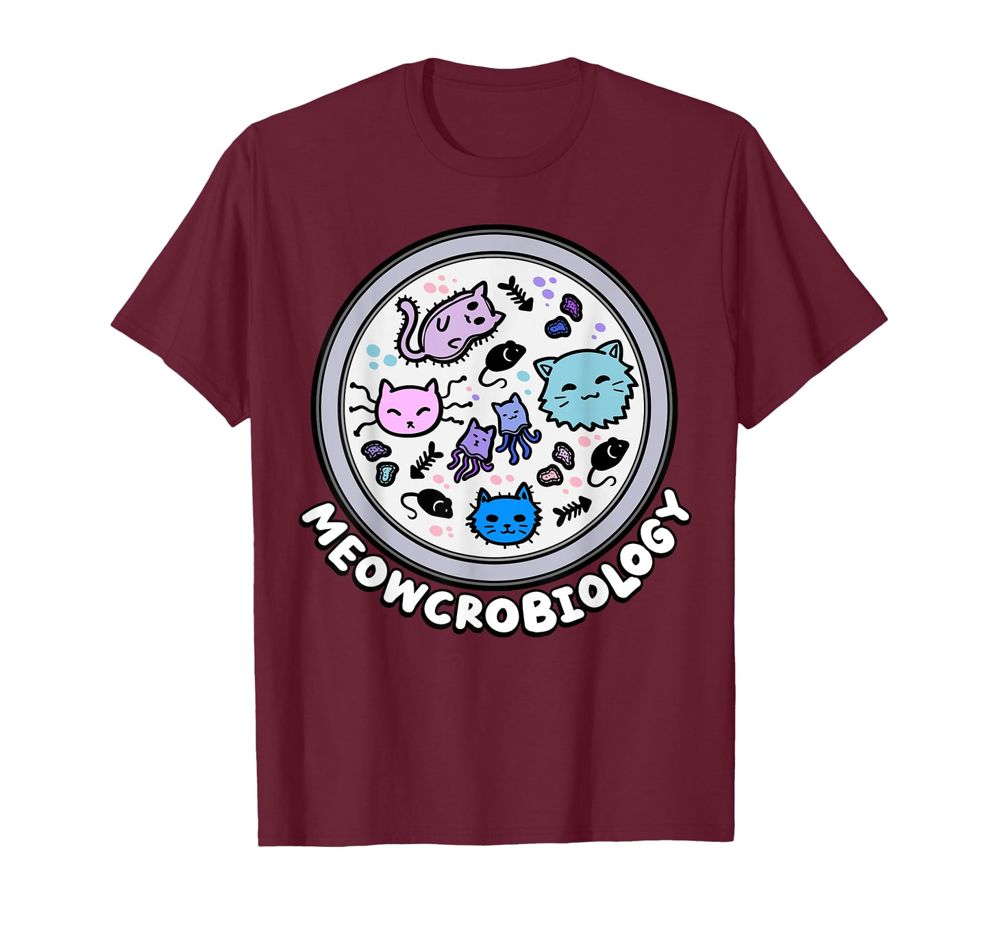 Meowcrobiology Microscopic Cats Science Pet School Biology T-Shirt