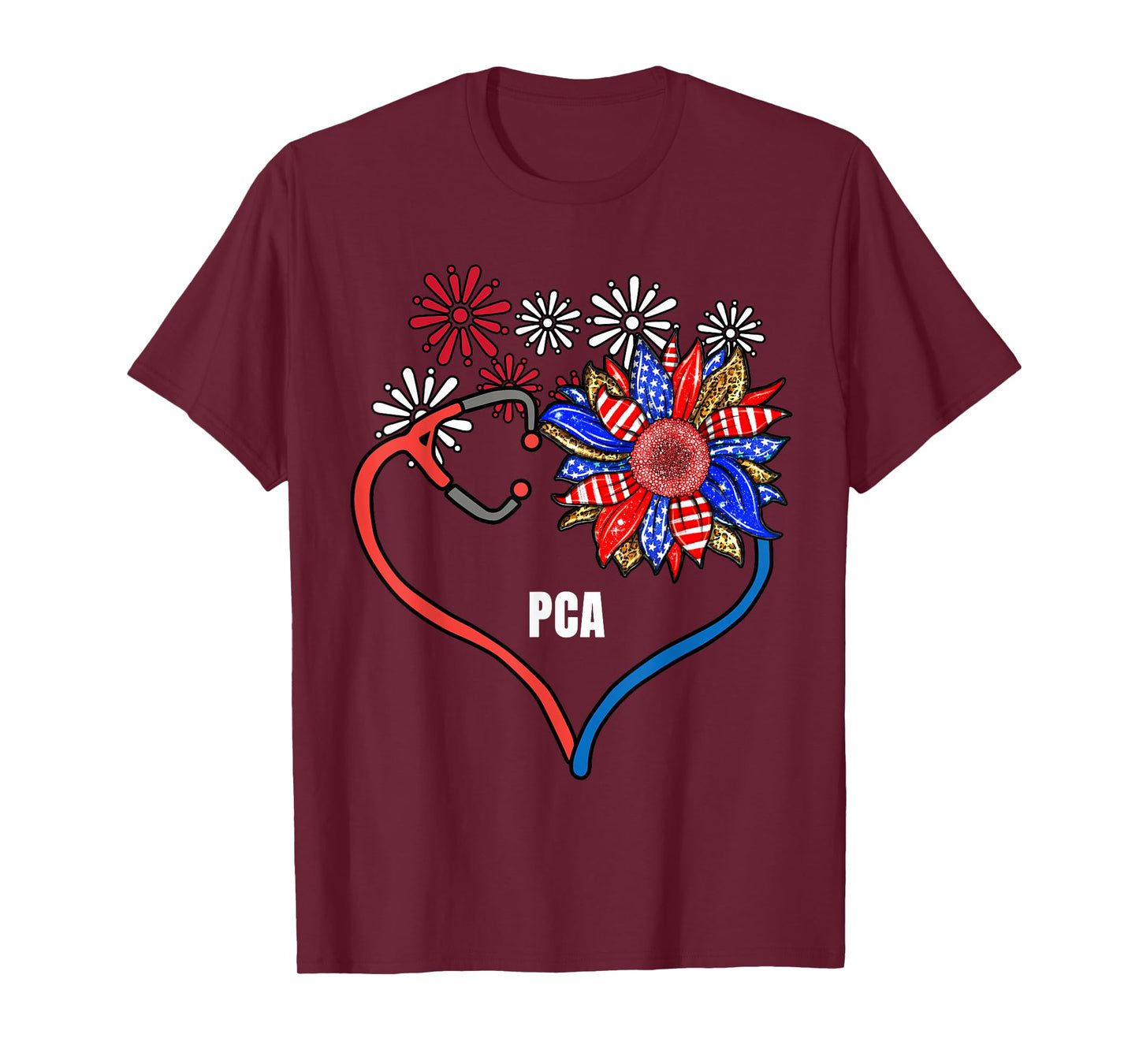 Sunflower Stethoscope PCA Fourth 4th Of July RN Women T-Shirt