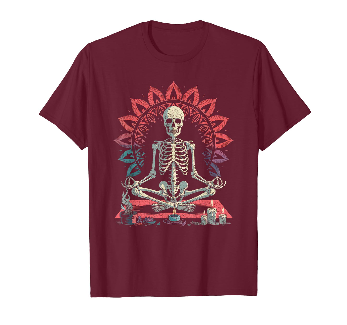 Funny Halloween Gothic Skeleton Meditating Yoga Lover T-Shirt