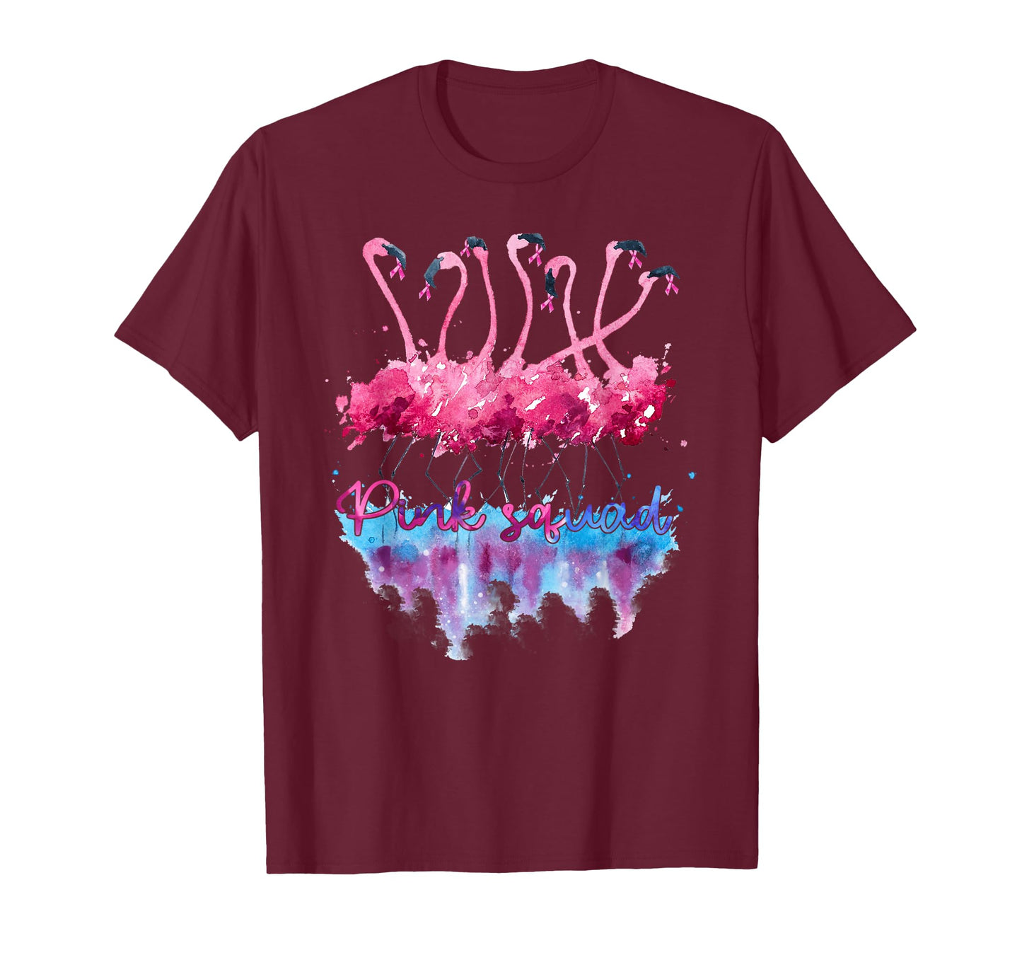 Pink Squad Flamingo Pink Ribbon Breast Cancer Awareness T-Shirt