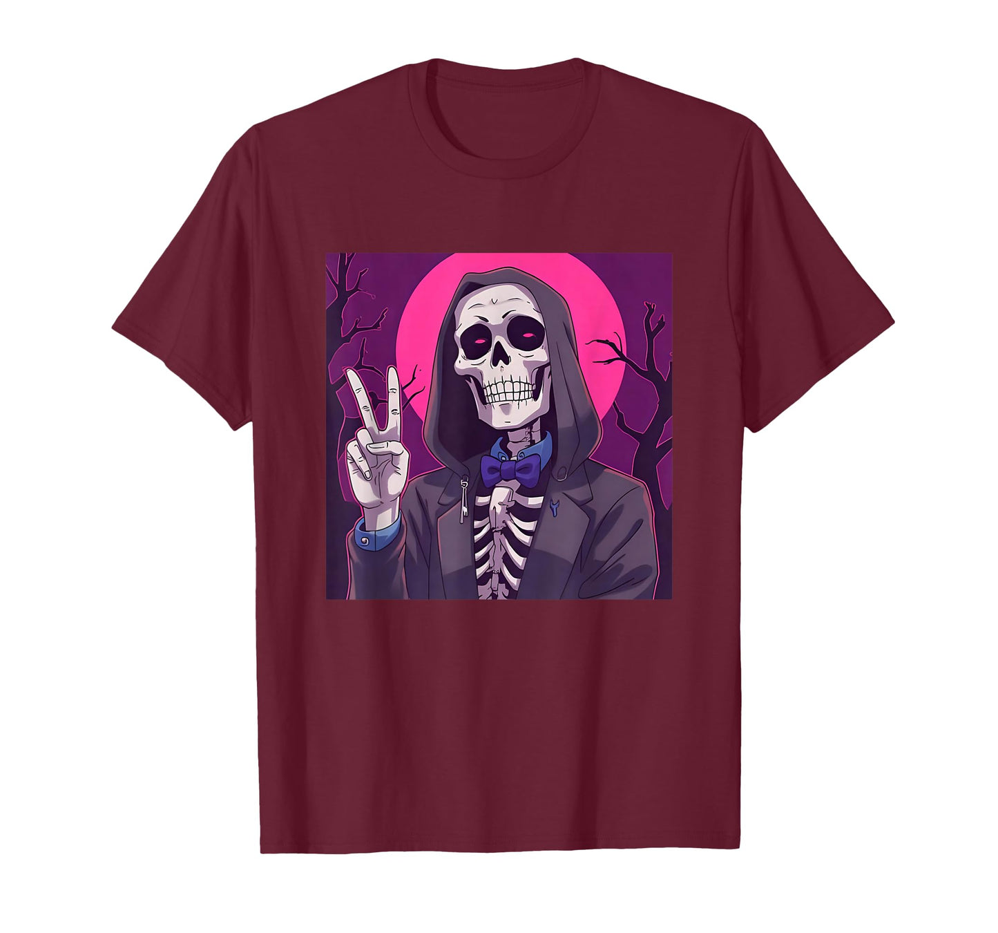 Skeleton Hand Peace Sign Anime Halloween All Hallows Eve T-Shirt