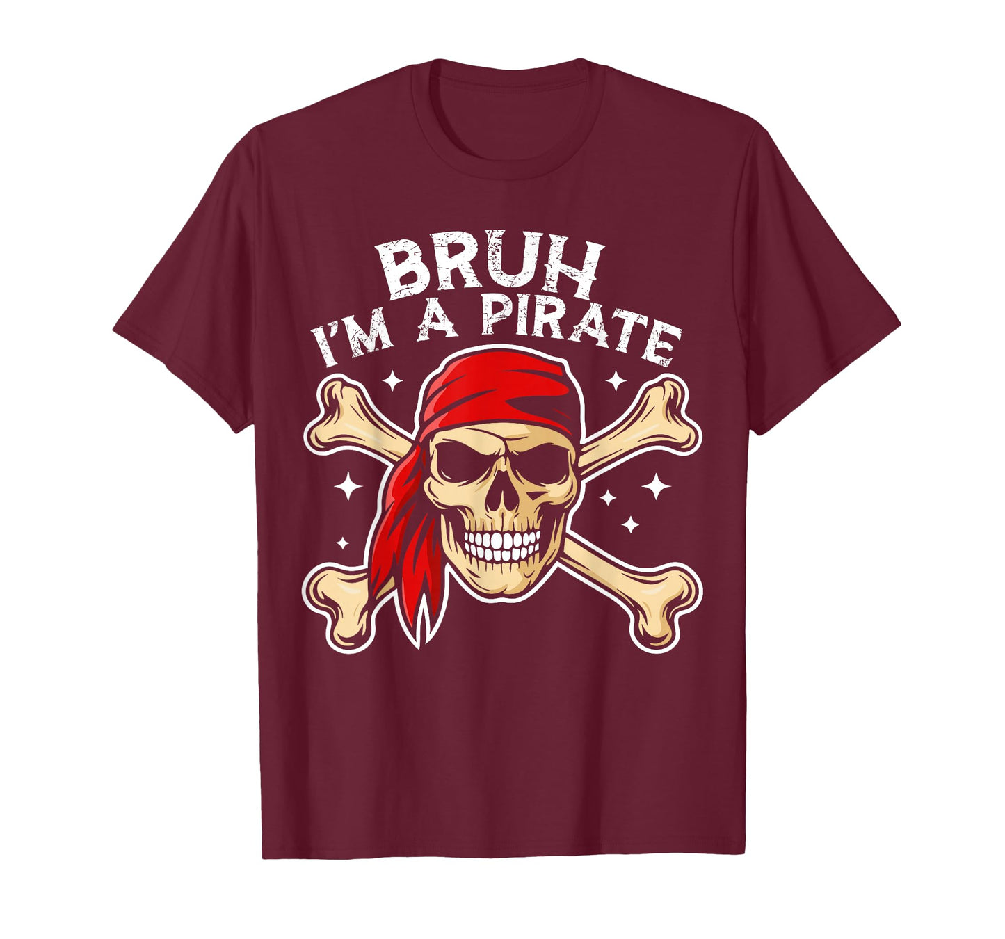 Bruh I'm A Pirate Skeleton Funny Halloween Costume Kids Boy T-Shirt