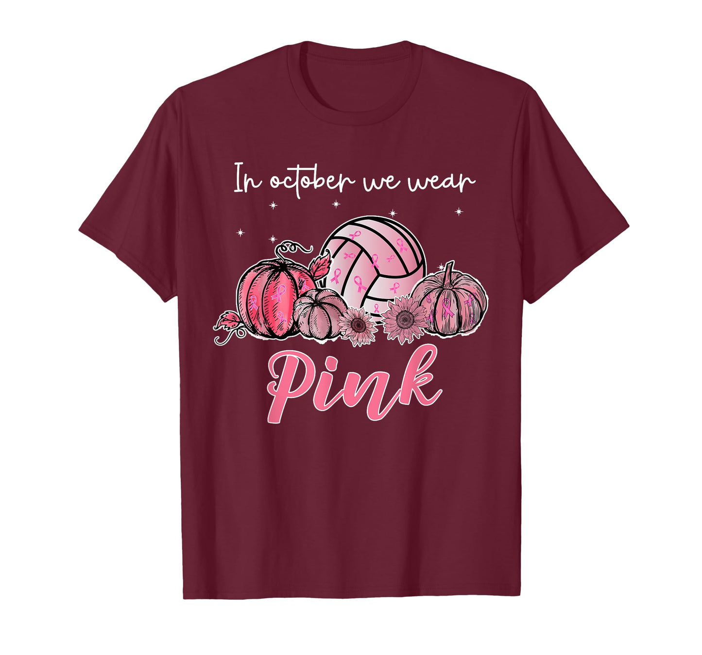 In October We Wear Pink Volleyball Breast Cancer Awareness T-Shirt