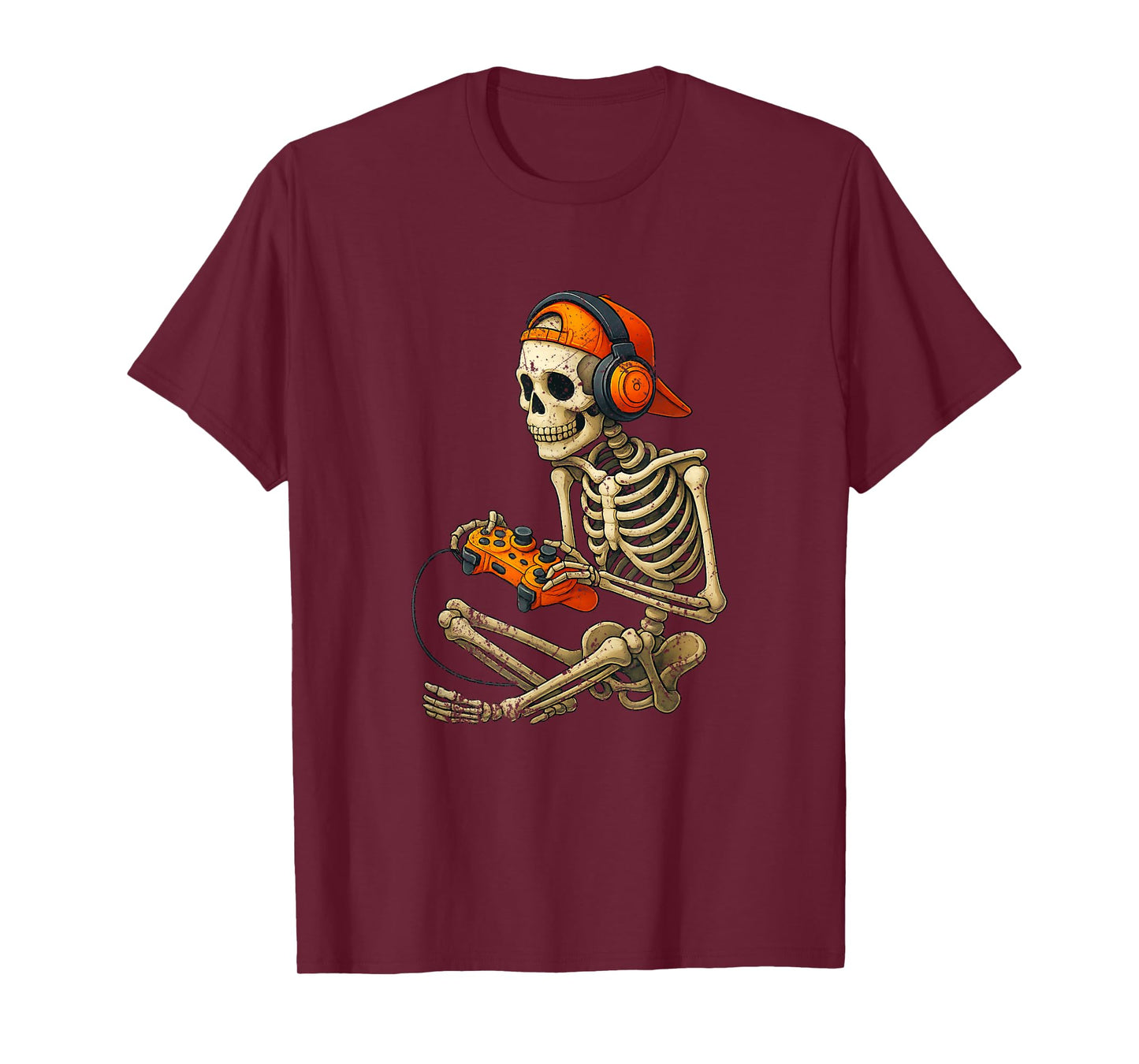 Cool Skeleton Gamer with Headphones and Controller T-Shirt