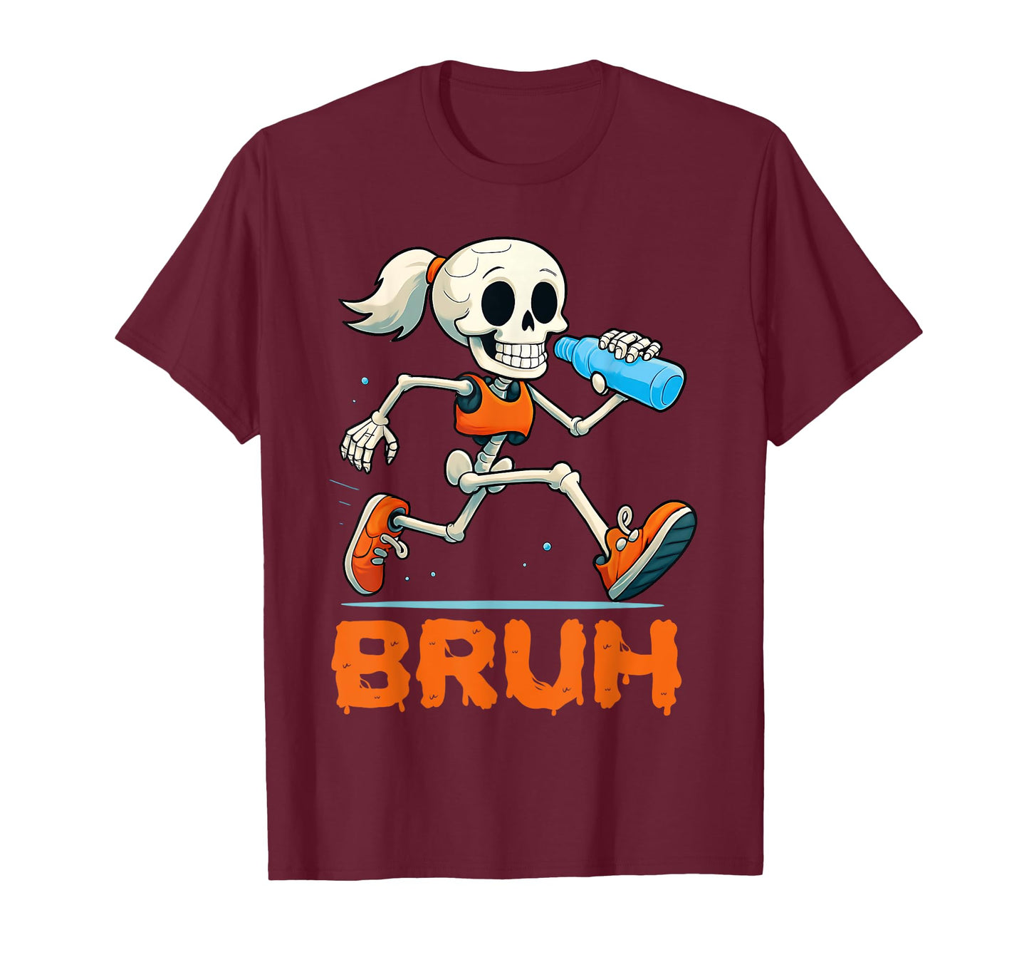 Bruh Running Skeleton Halloween Costume Spooky Runners Lover T-Shirt