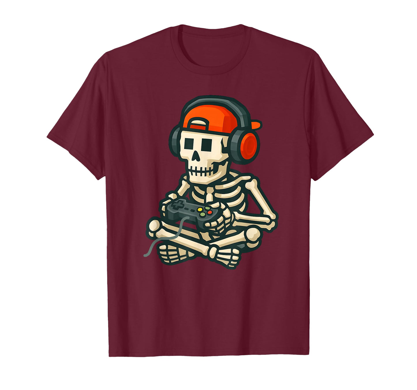 Halloween Skeleton Gamer Funny Pixel Video Gaming Boys Kids T-Shirt