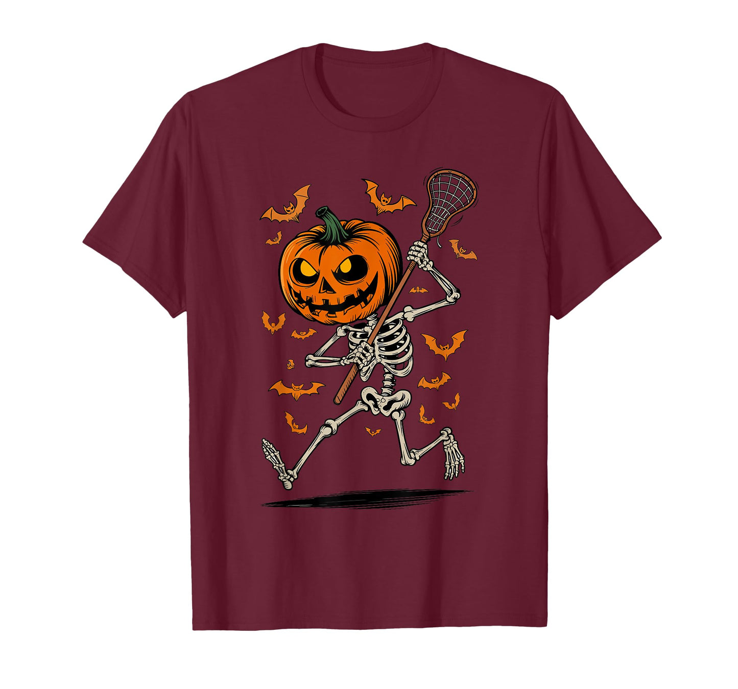 Pumpkin Skeleton Lacrosse Halloween Costume Lacrosse Lovers T-Shirt