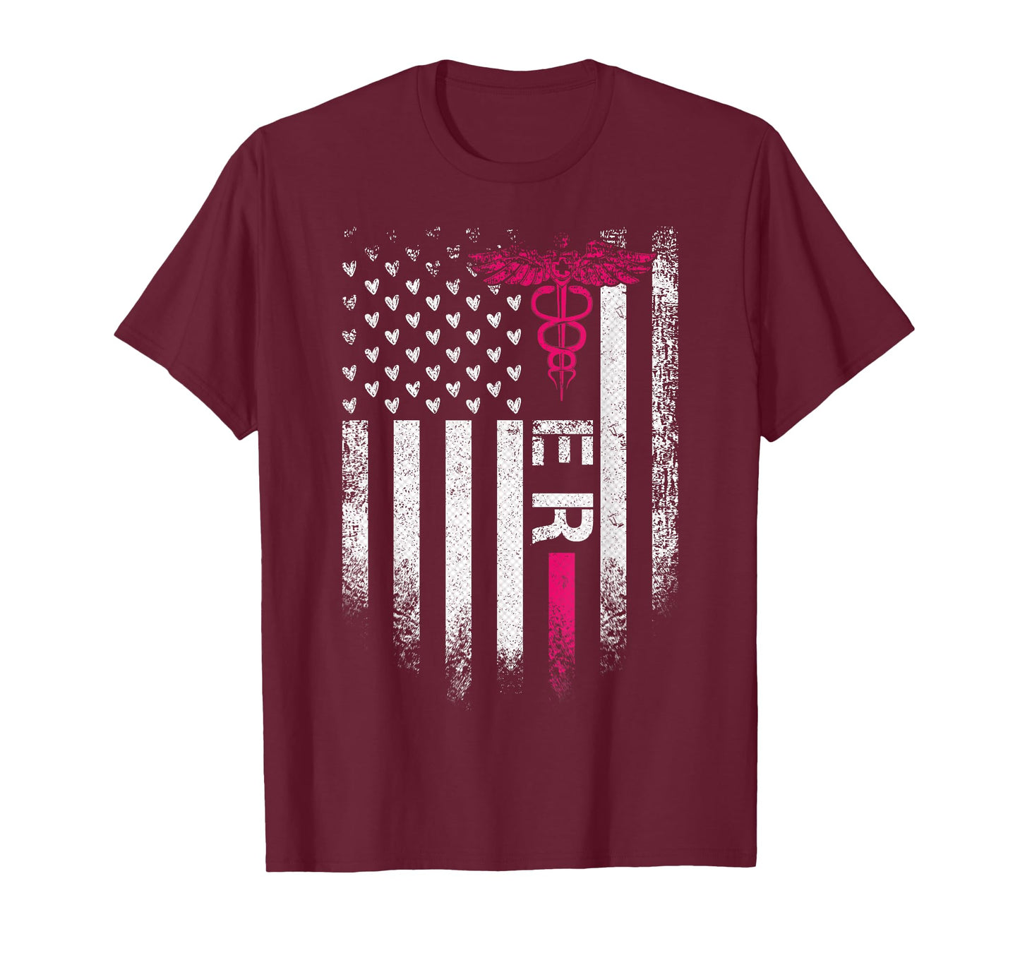 Vintage USA Flag ER Emergency Room Nurse Funny Nursing Women Kids Men T-Shirt