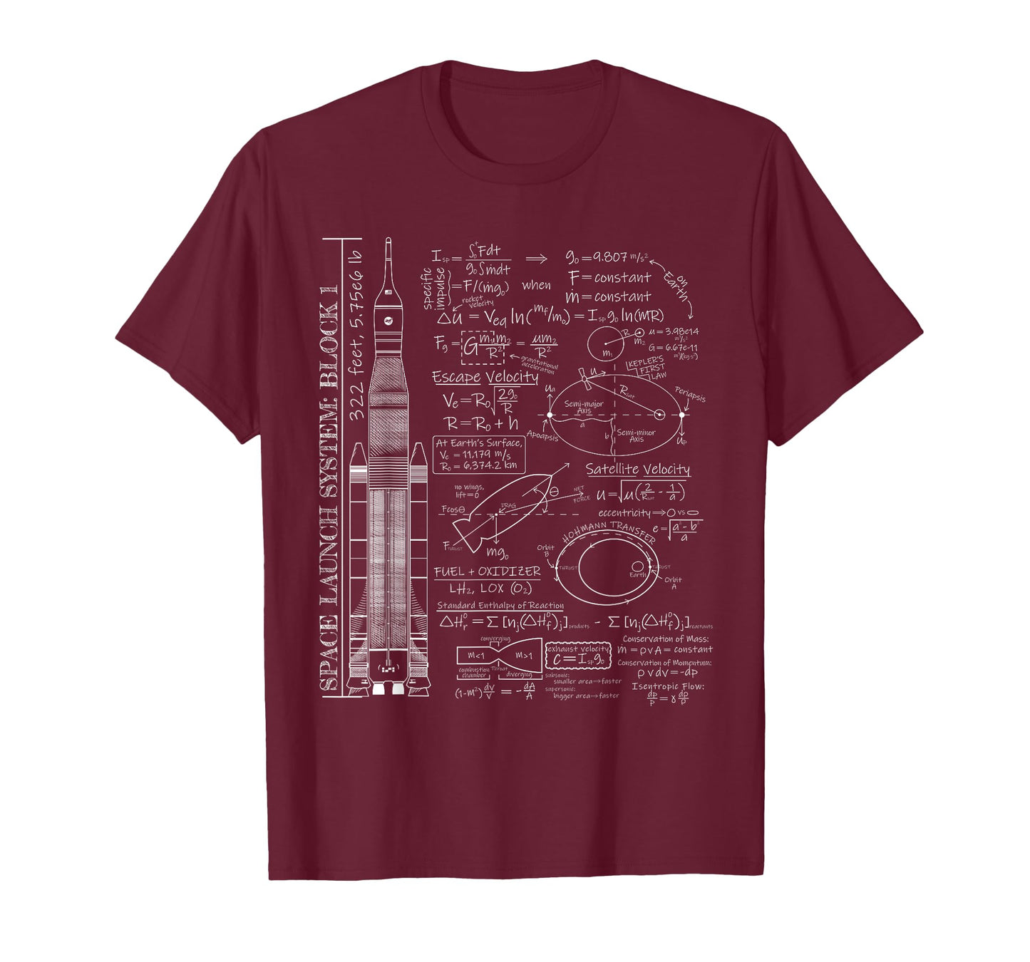 Space Launch Artemis SLS Rocket Science Equations T-Shirt
