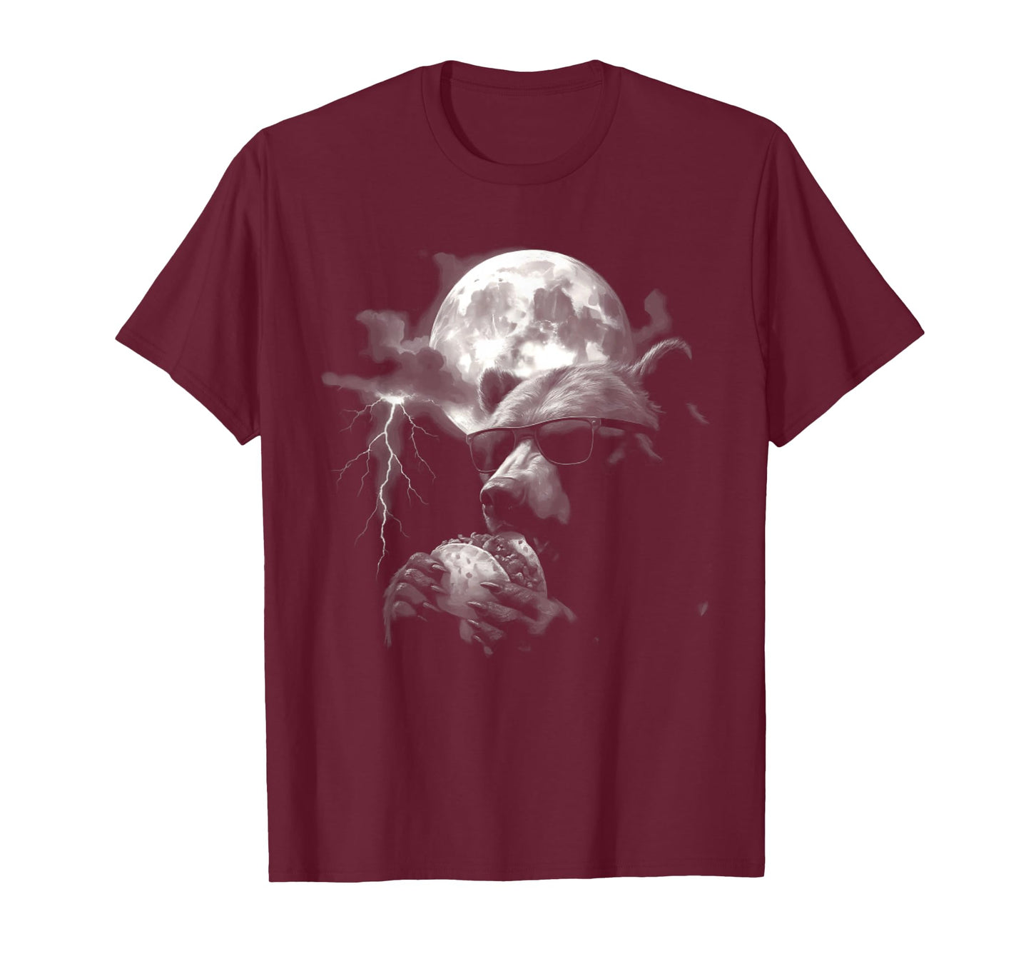 Bear Eating Taco Moon - Funny Weird Trashy Cursed Meme T-Shirt
