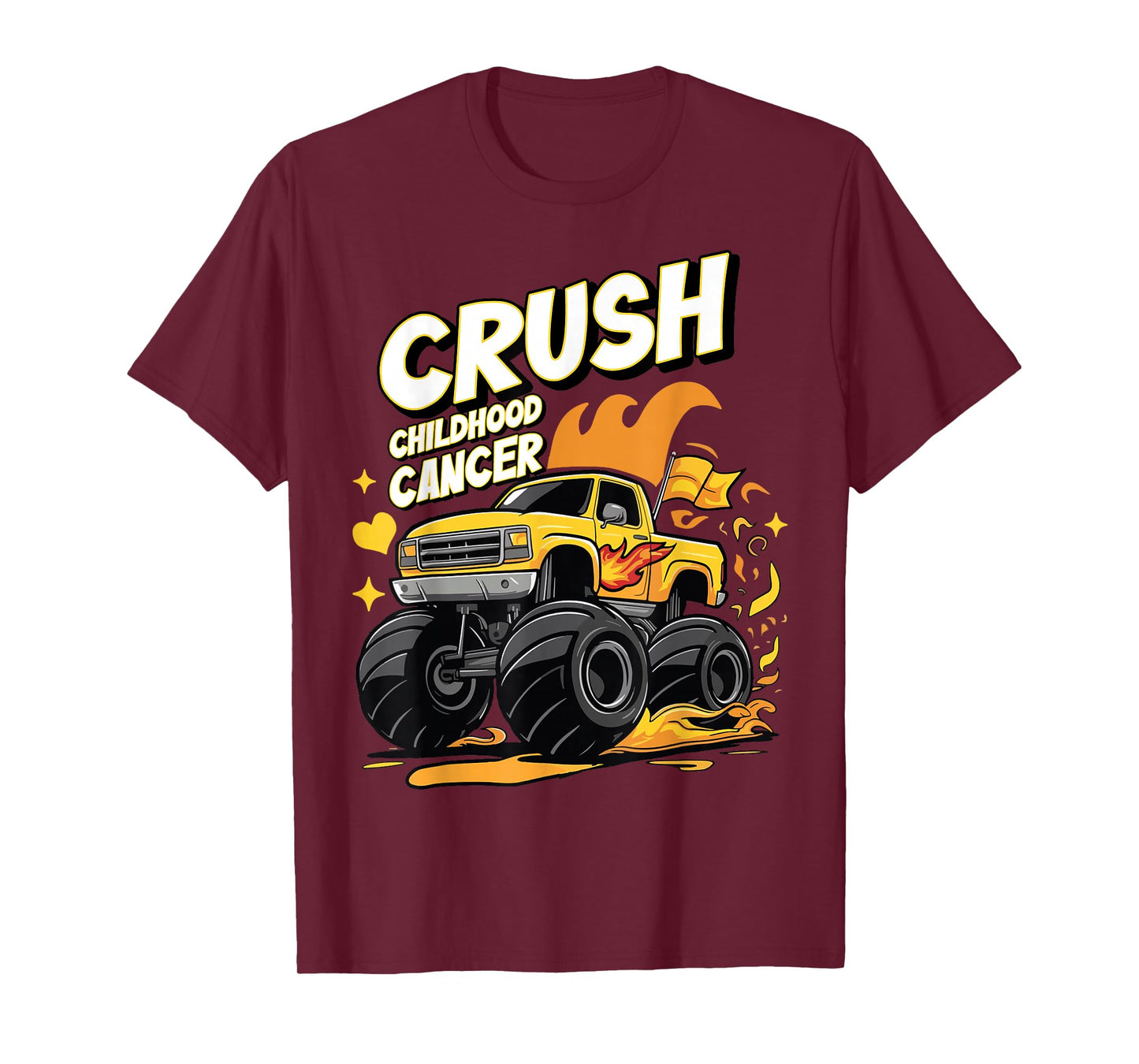 Crush Childhood Cancer Awareness Monster Truck Boys Girls T-Shirt