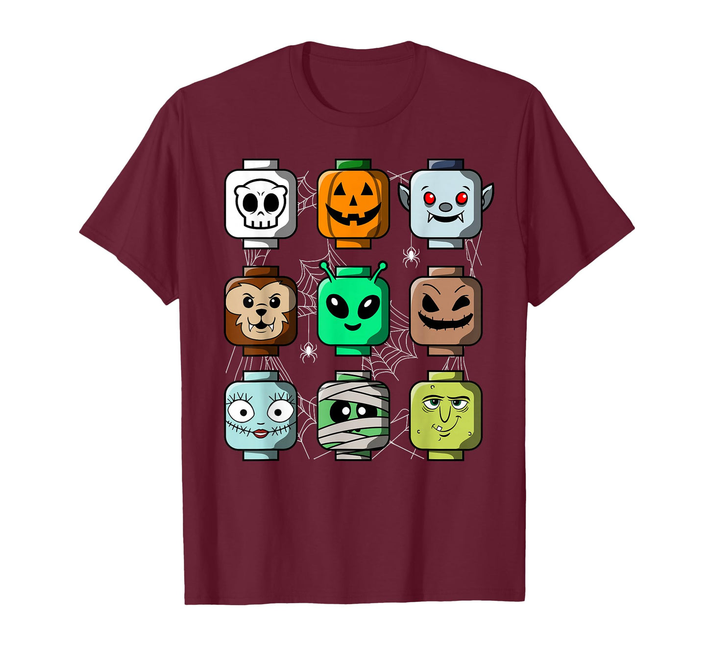 Halloween Building Brick Head Ghost Spooky Characters T-Shirt