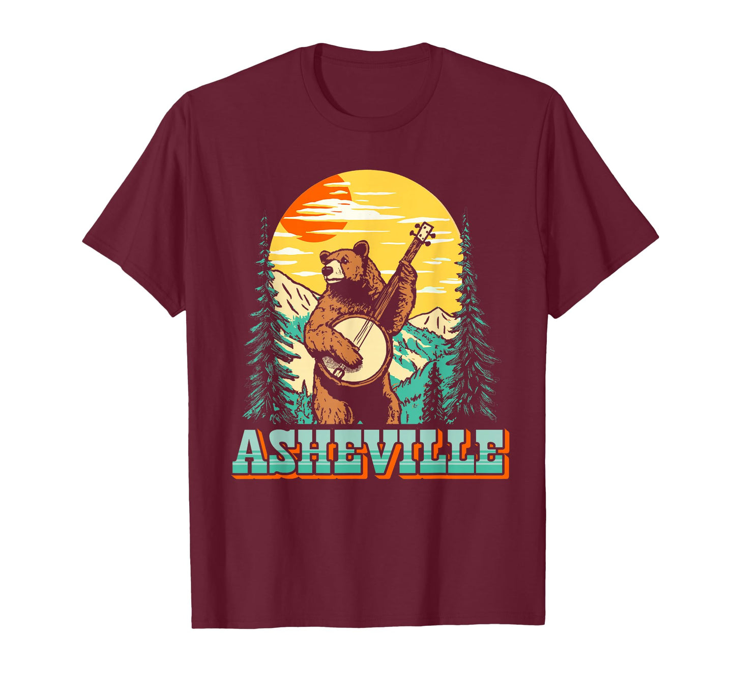 Asheville North Carolina Banjo Bear Vintage Nature T-Shirt