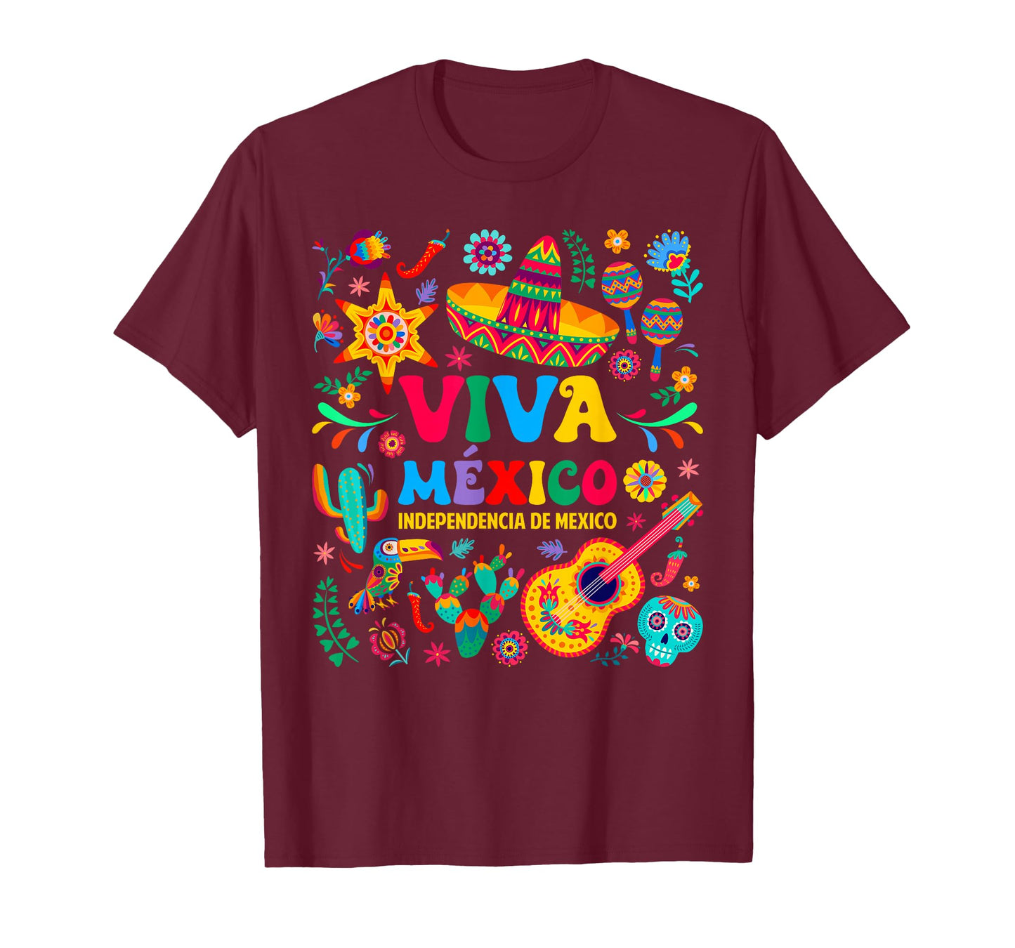 Viva Mexico Independence Day Sombrero Hat Mexican Men Women T-Shirt