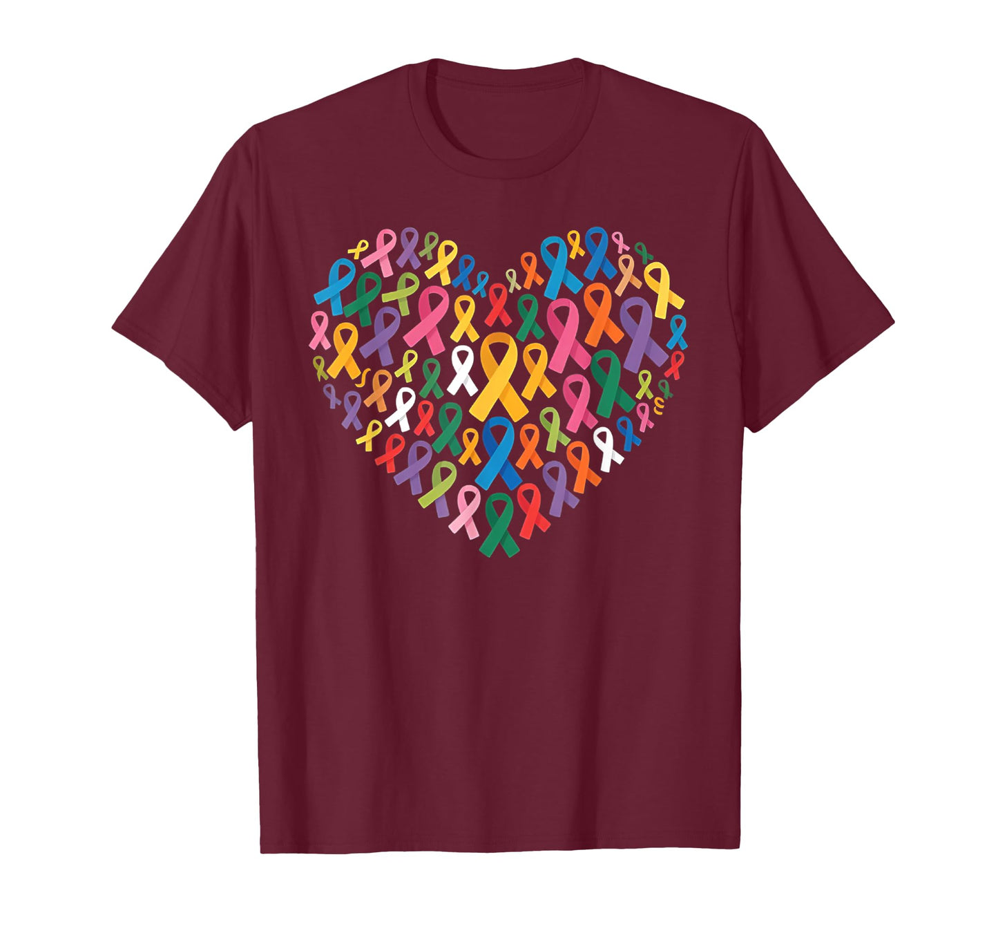 Fight cancer in all and every color rainbow ribbons heart T-Shirt