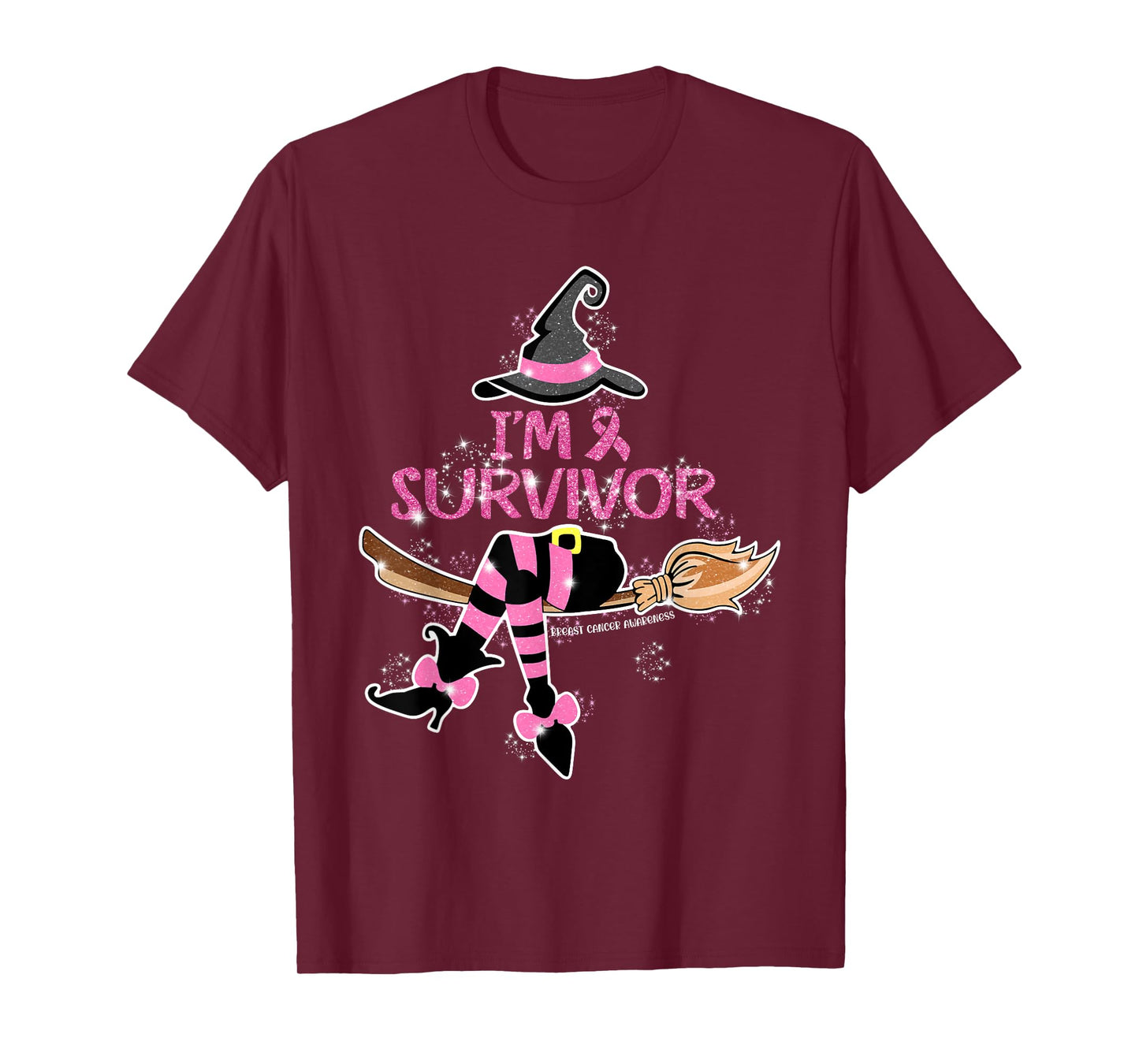 Witch I'm A Survivor Halloween Breast Cancer Awareness Women T-Shirt