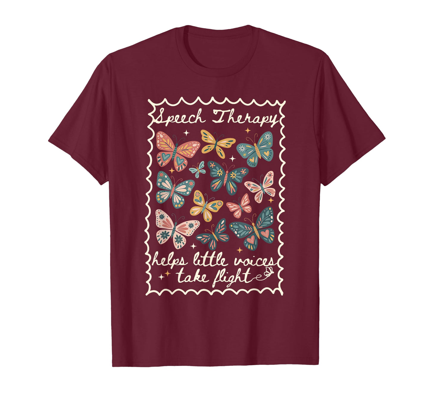 Stamp Speech Therapy Butterfly Speech Language Pathologist T-Shirt