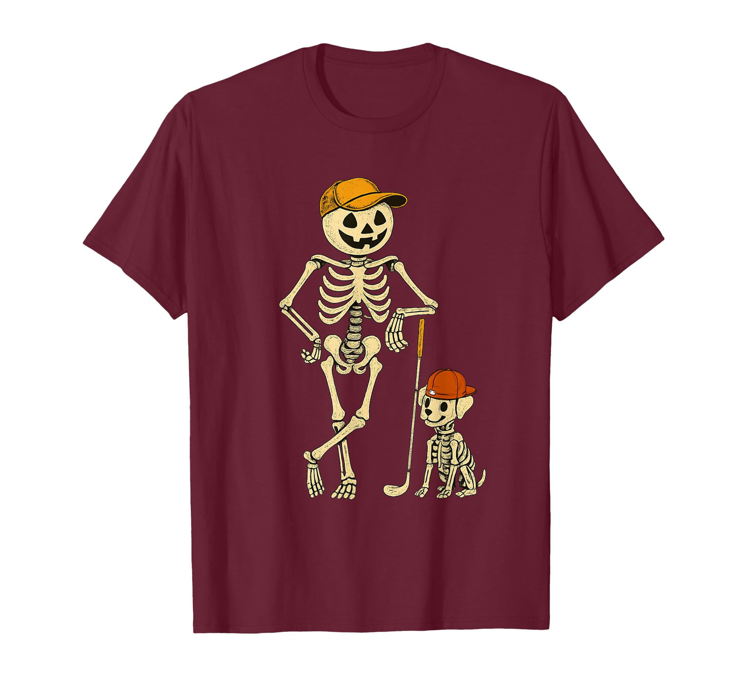 Funny Halloween Skeleton Golfer&Dog Caddy for Golf Pet Fans T-Shirt