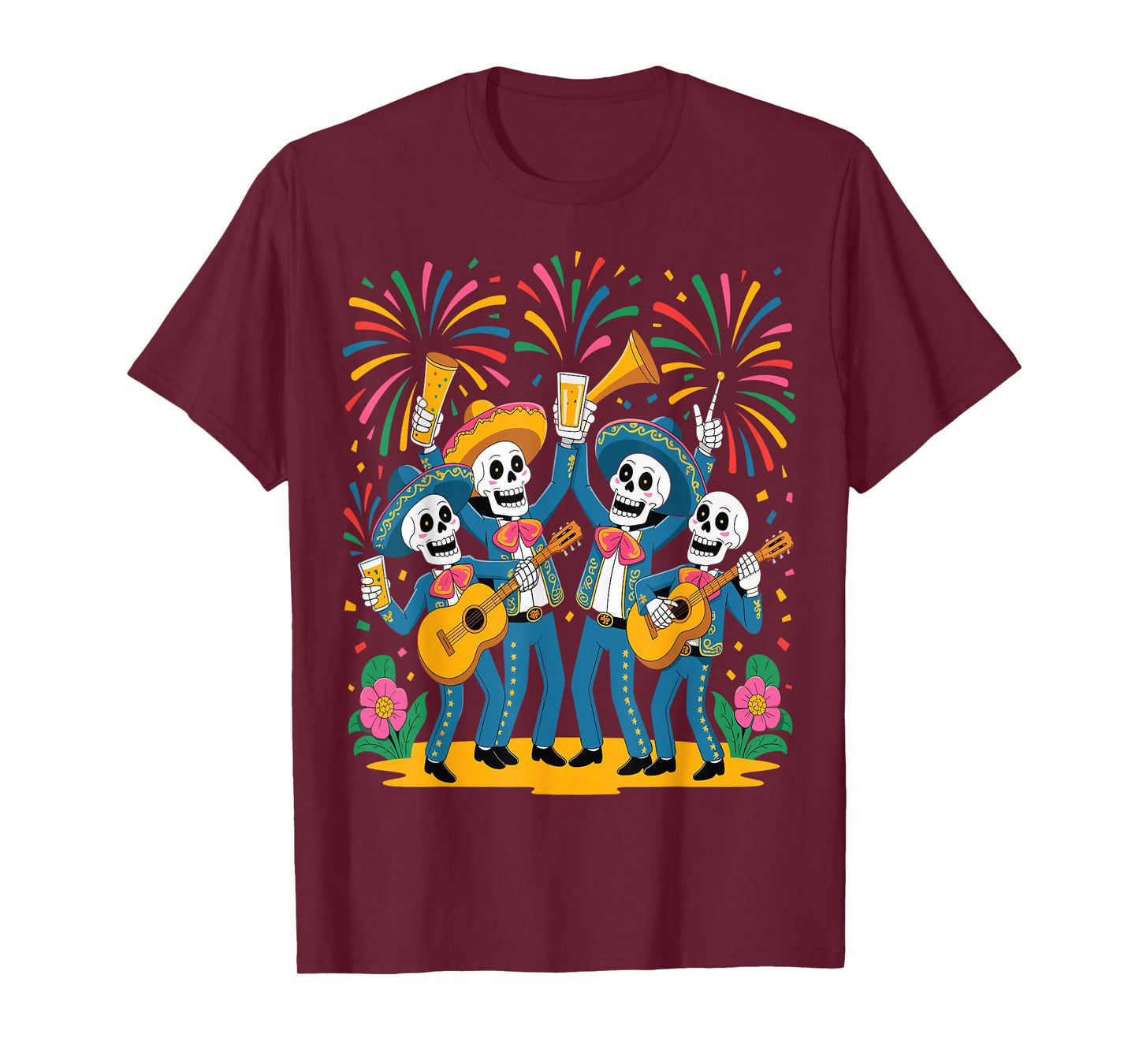 Skeletons Dancing Mexican Day of The Dead Dia de Muertos T-Shirt