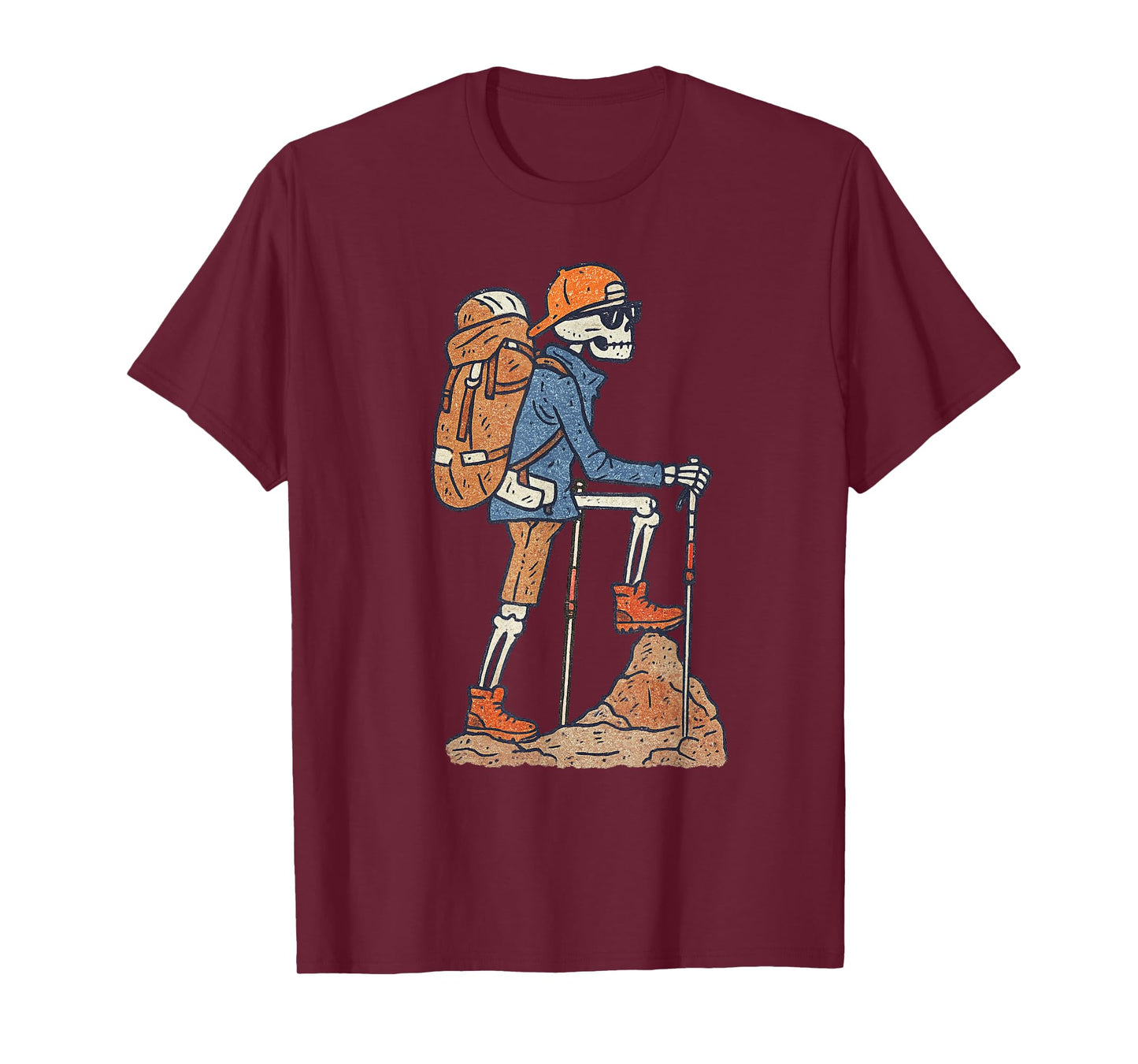 Vintage Halloween Skeleton Hiking Funny Spooky Costume T-Shirt