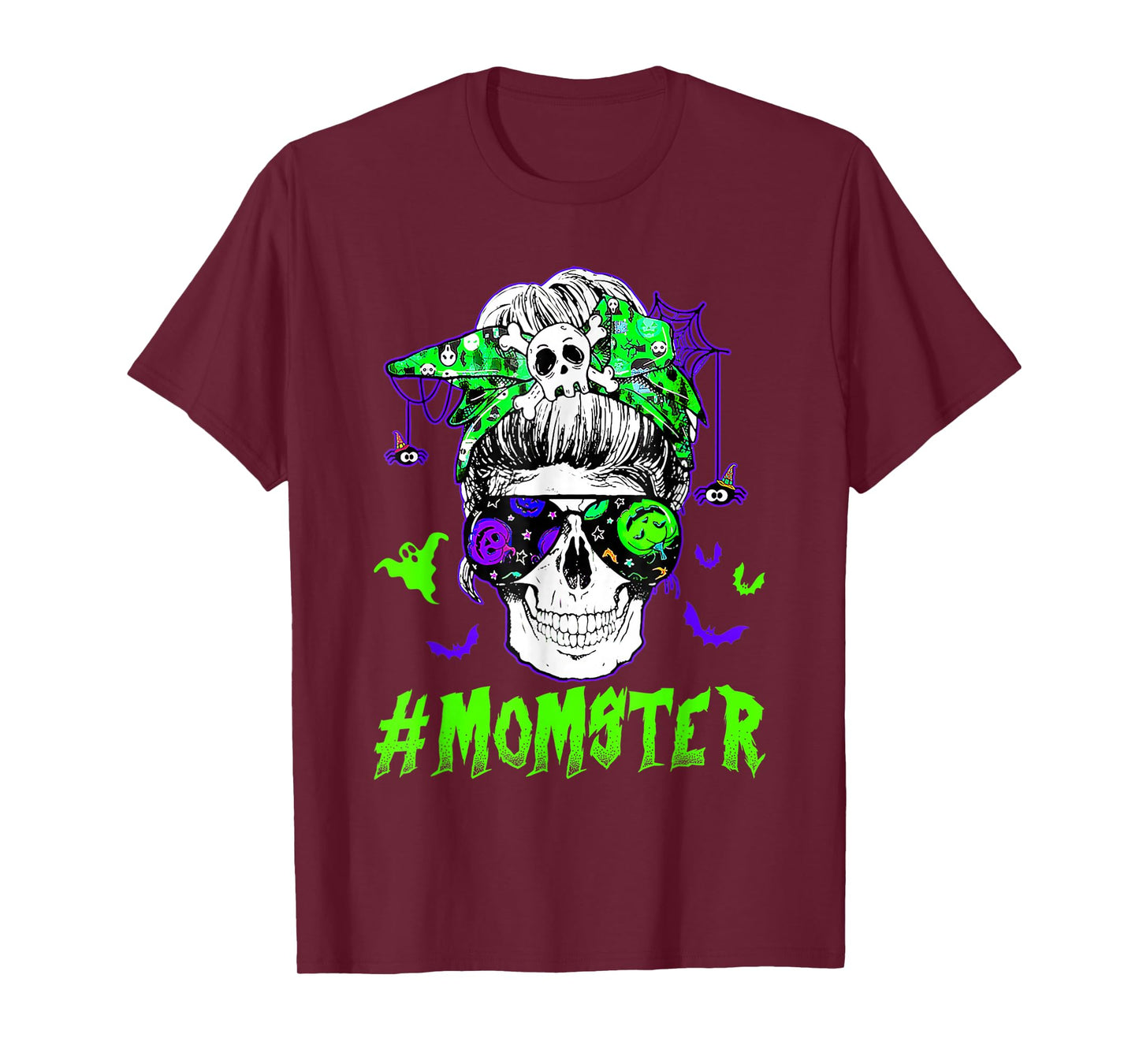 Momster Halloween Costume Skeleton Messy Bun Mother Coffee T-Shirt