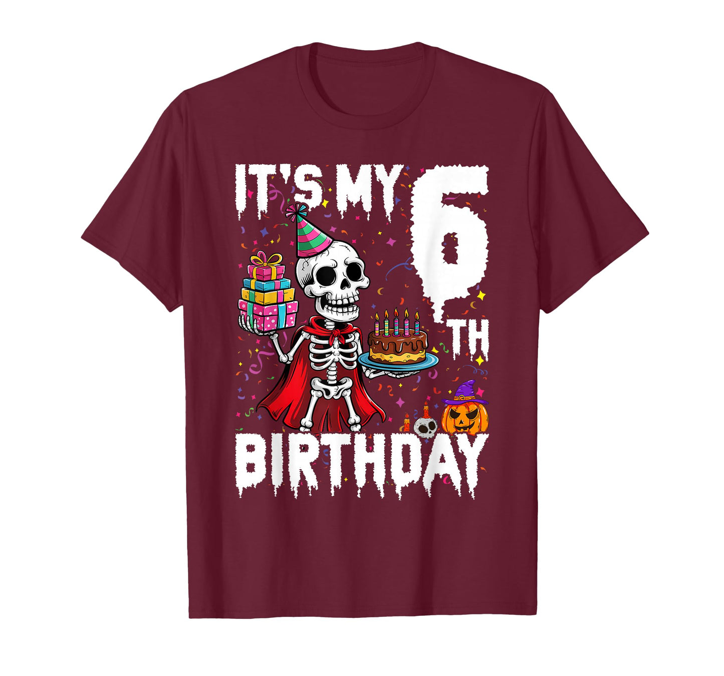 It's My 6th Birthday Party Halloween Skeleton T-Shirt