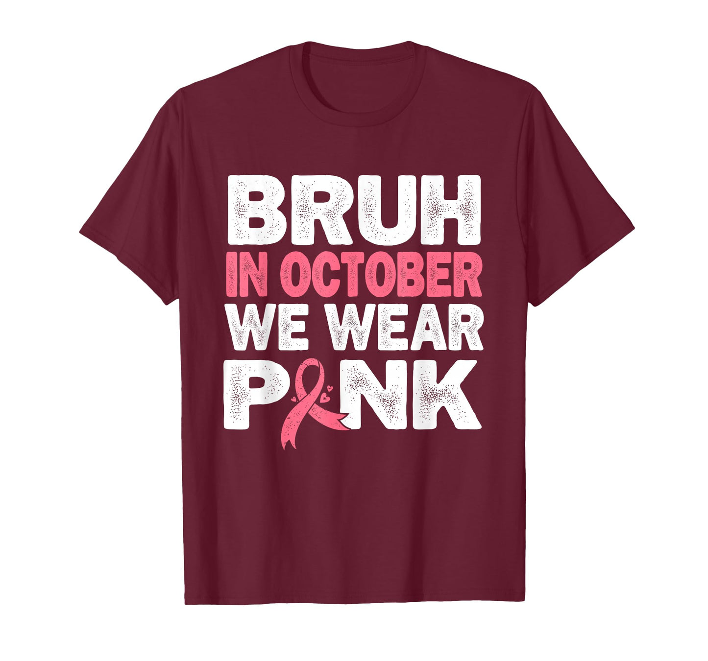 Breast Cancer Awareness Kids Boys Bruh In October Wear Pink T-Shirt