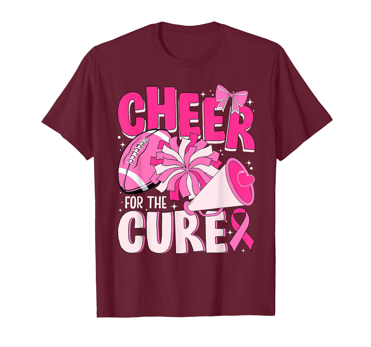 Cheer For The Cure Pink Ribbon Football Tee T-Shirt