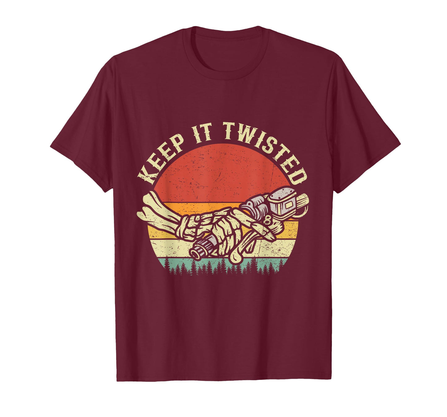 Keep It Twisted Vintage Skeleton Motorcycle Biker Rider Life T-Shirt