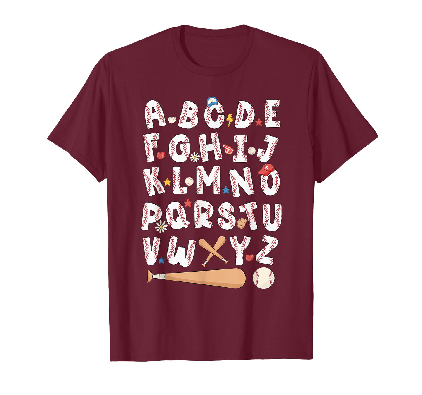 Alphabet Baseball ABCs Letters Kids Boys Girls Teacher T-Shirt