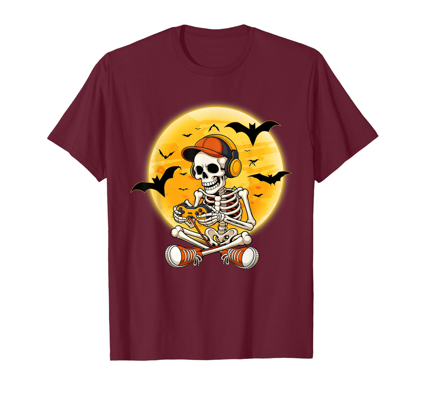 Halloween Skeleton Gamer Video Gaming Boys Men Kids T-Shirt