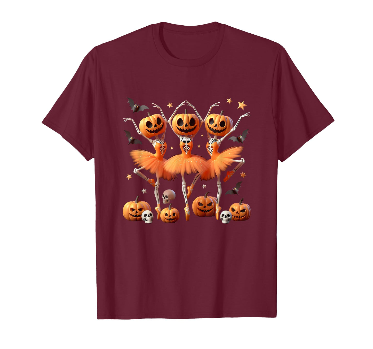 Halloween Pumpkin Skeleton Ballet Ghost Dancing Costume T-Shirt