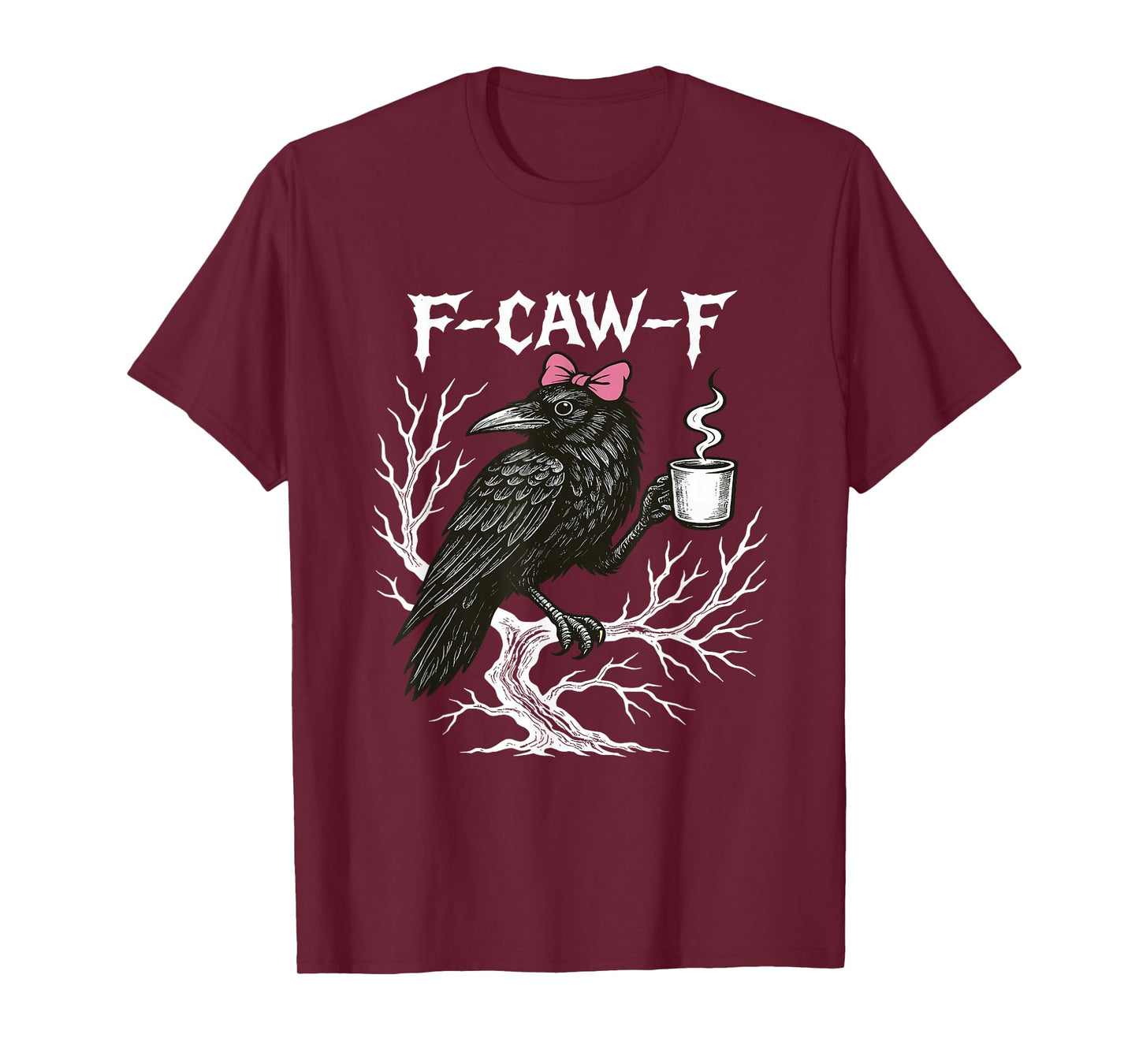 Coquette Bow Crow Raven F-CAW-F Halloween Dark Bird Spooky T-Shirt
