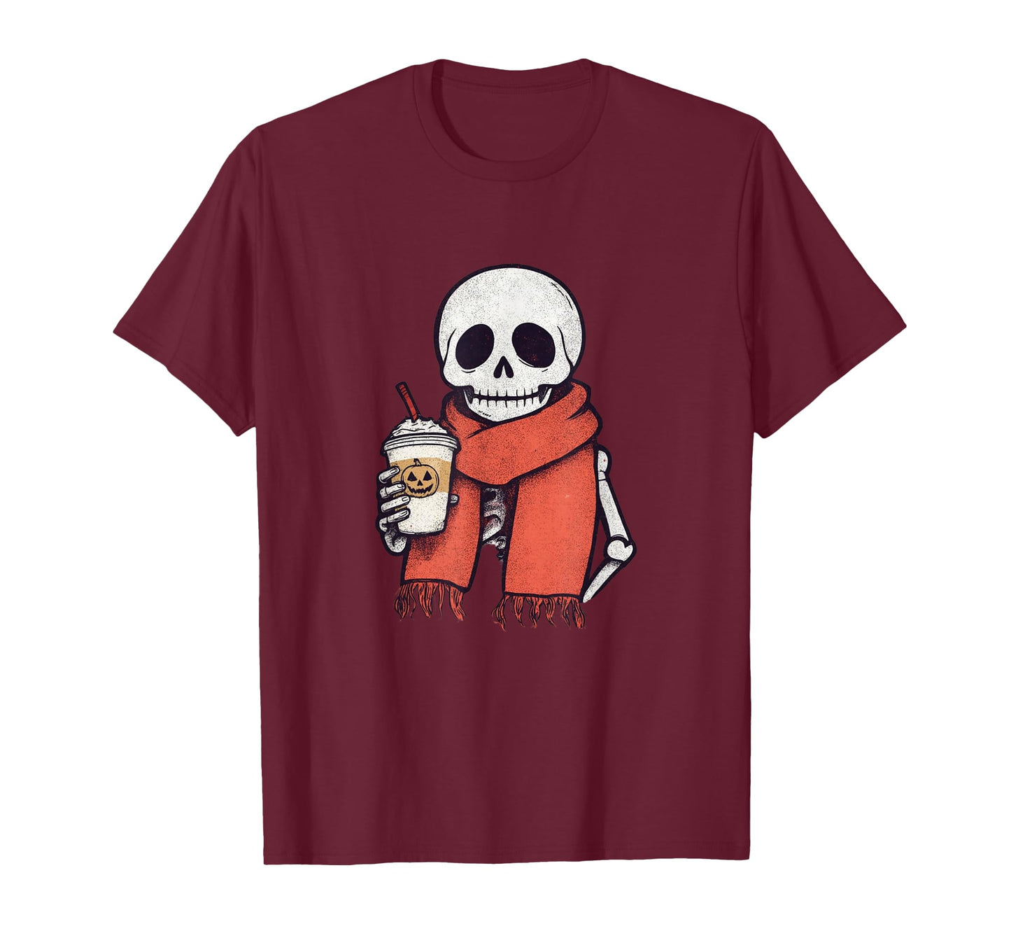 Halloween Spooky Season Funny Skeleton Ice Coffee Latte Fall T-Shirt