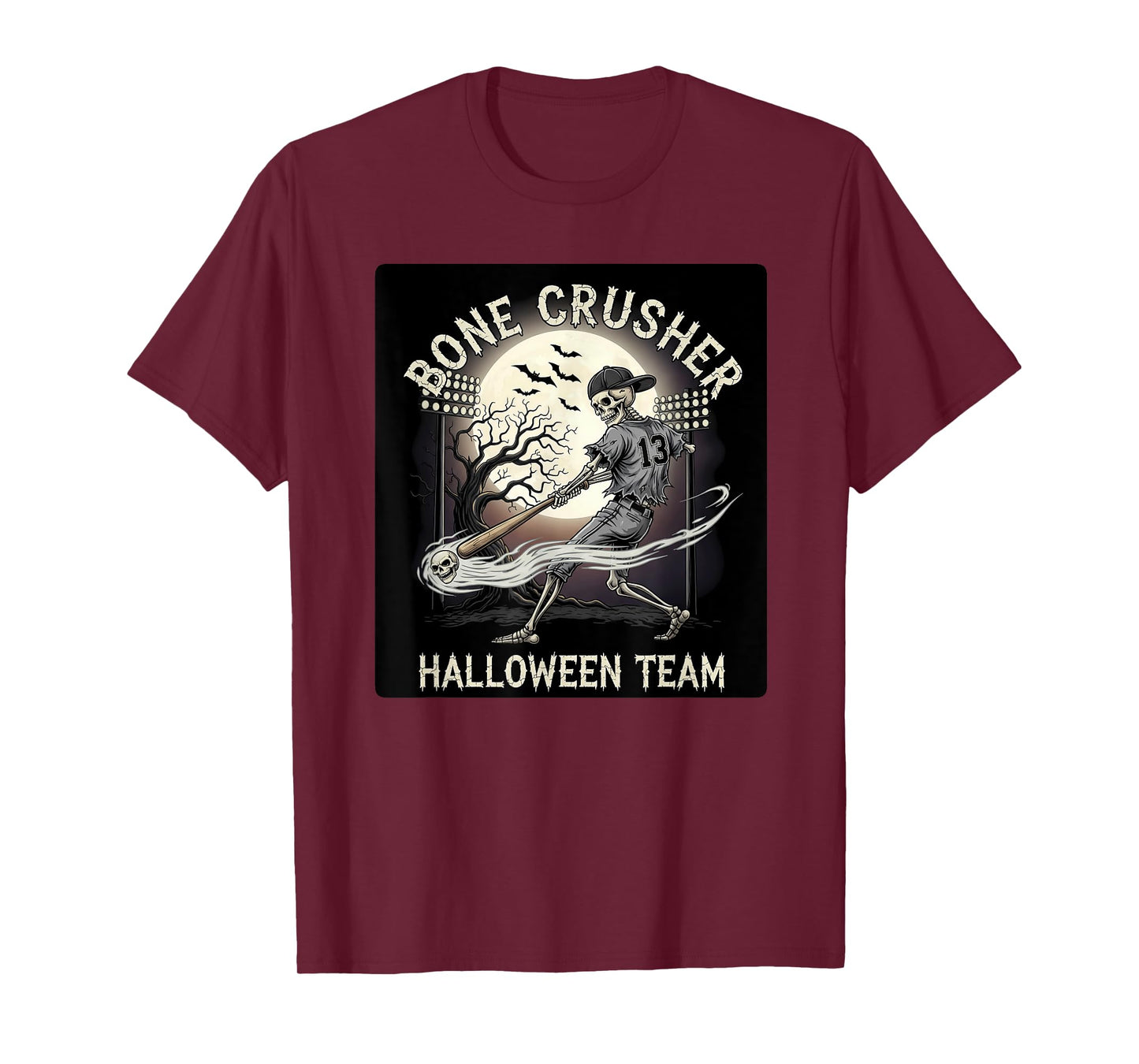 Skeleton Baseball Player Halloween Costume Funny Boys T-Shirt