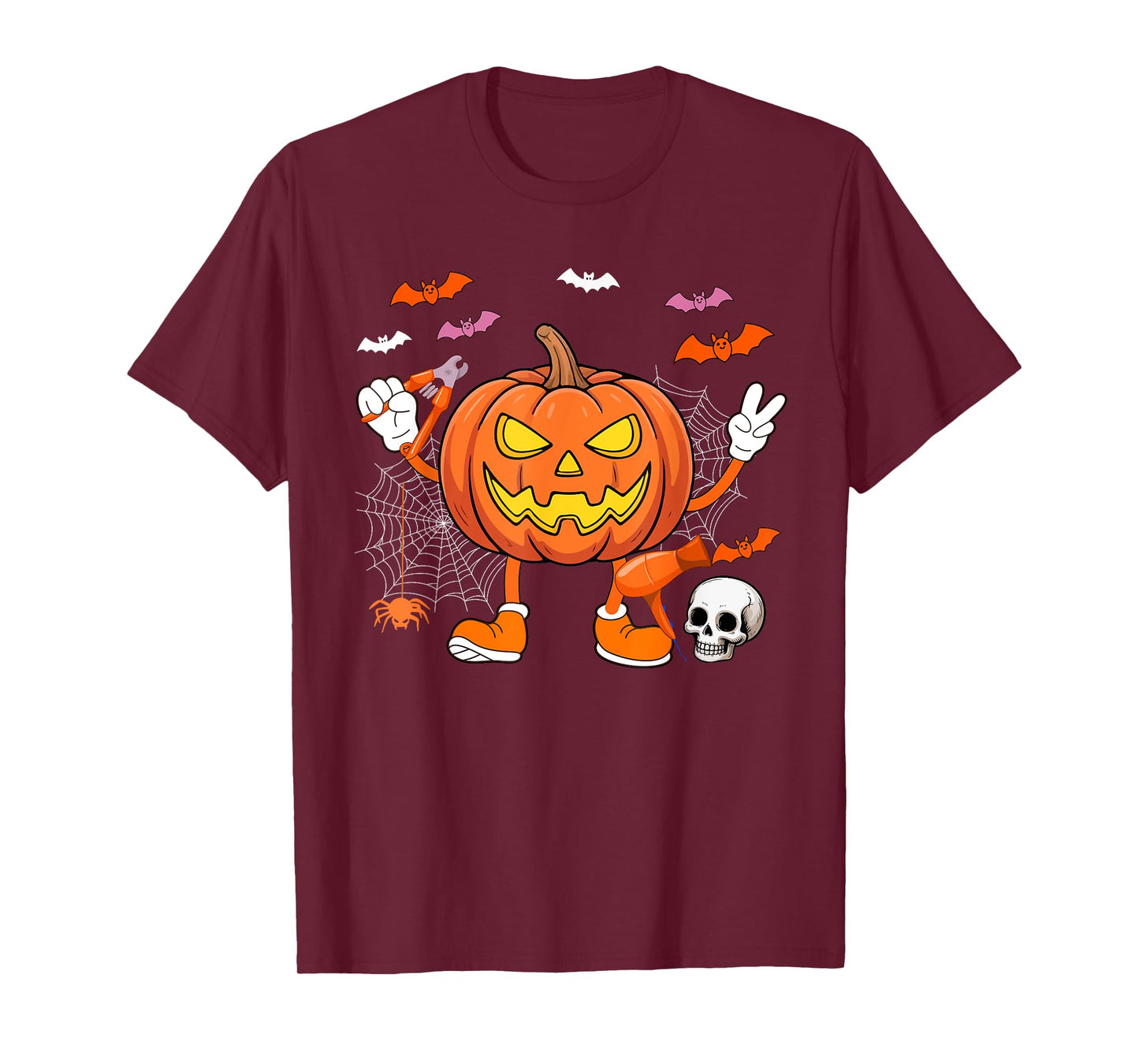 Dog Groomer Job Horror Carved Pumpkin Halloween Costume Team T-Shirt