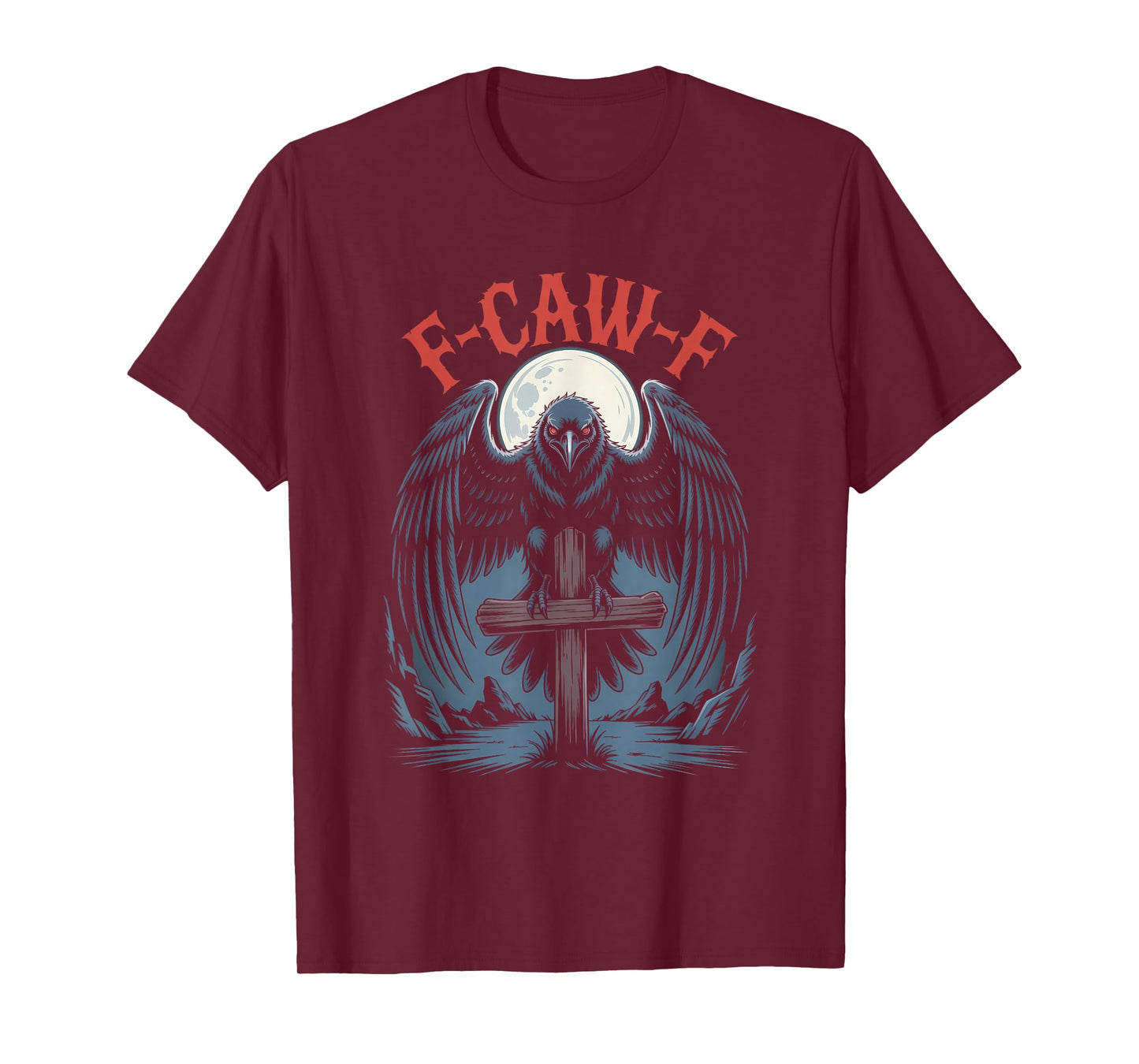 Funny F-Caw-F Crow Gothic Moon Humor Halloween T-Shirt