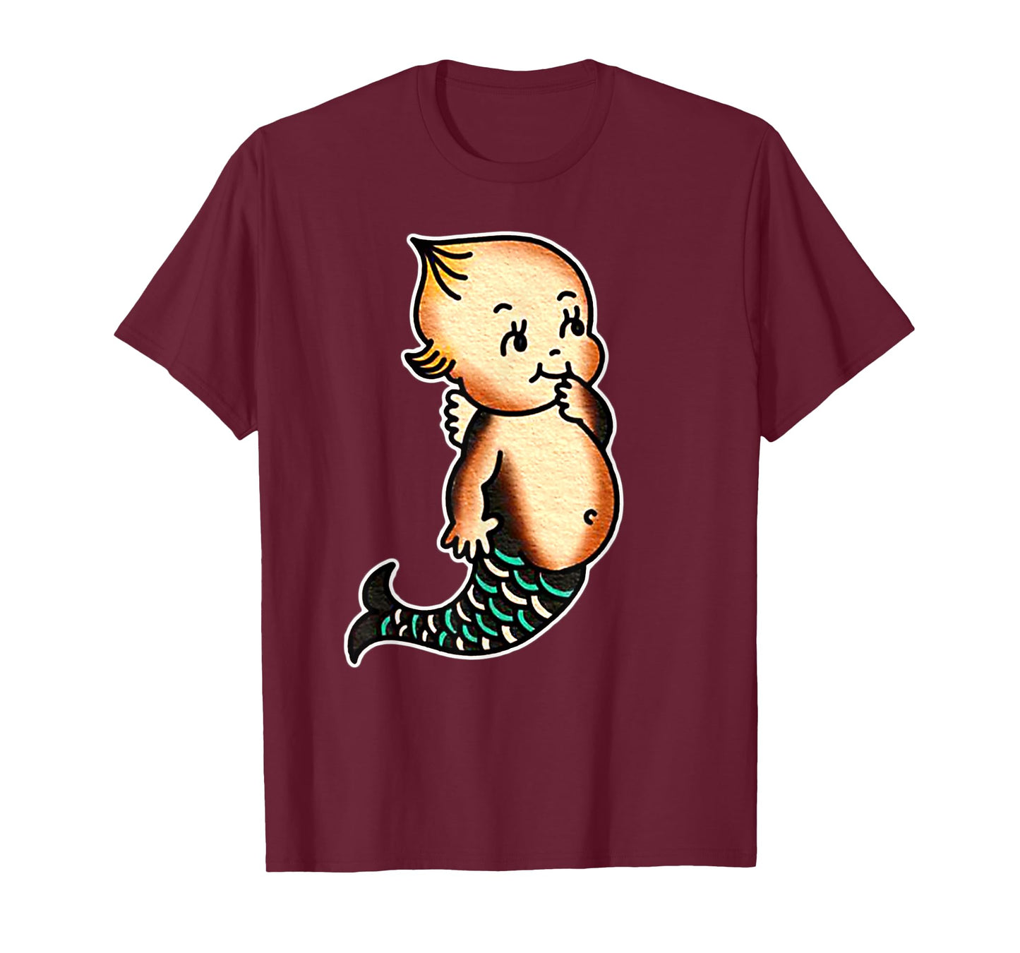 Kewpie Baby Mermaid Traditional Tattoo Flash T-Shirt