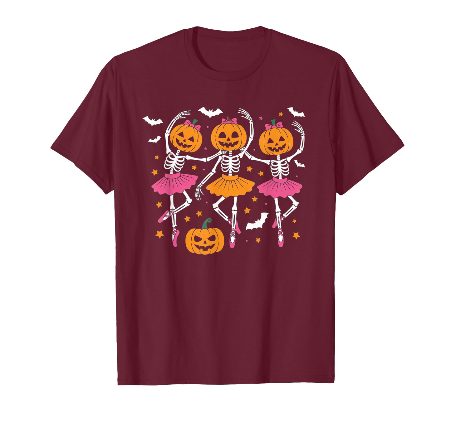 Girls Halloween Ballet Skeleton Pumpkin Skeleton Women Gifts T-Shirt