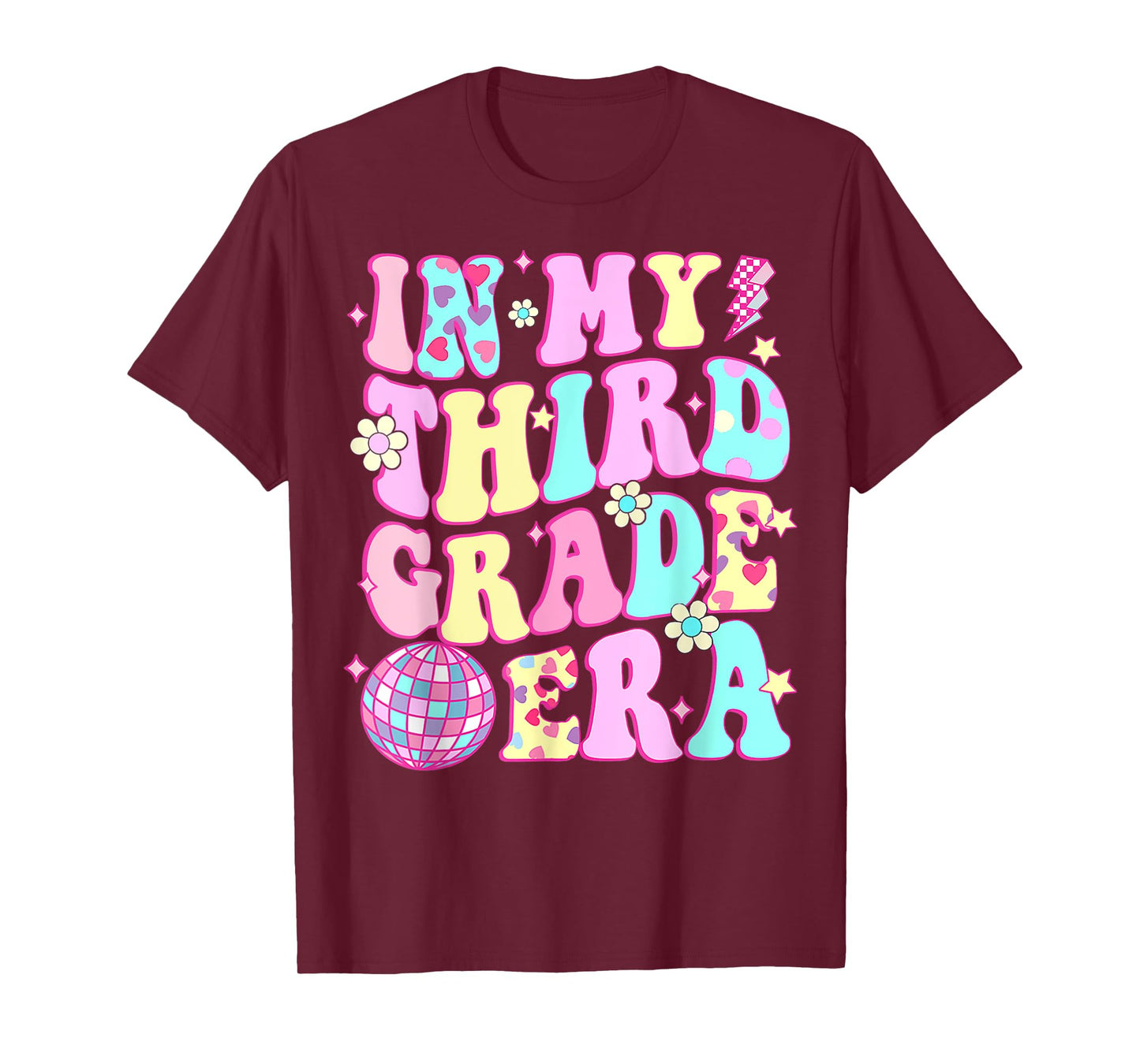 Retro Groovy Back To School In My Third Grade Era Girls Kids T-Shirt