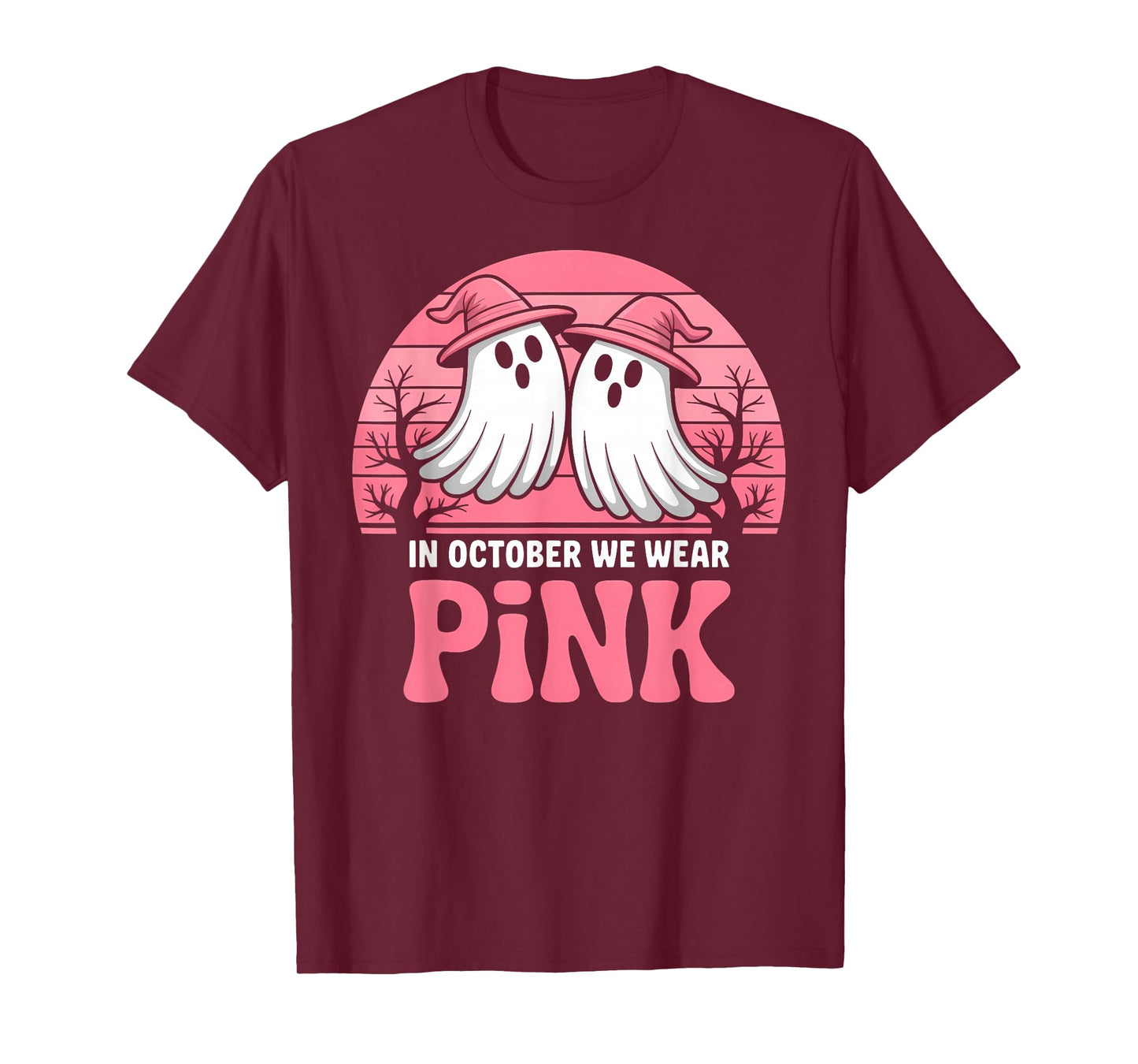 in October We Wear Pink Breast Cancer Awareness Halloween T-Shirt