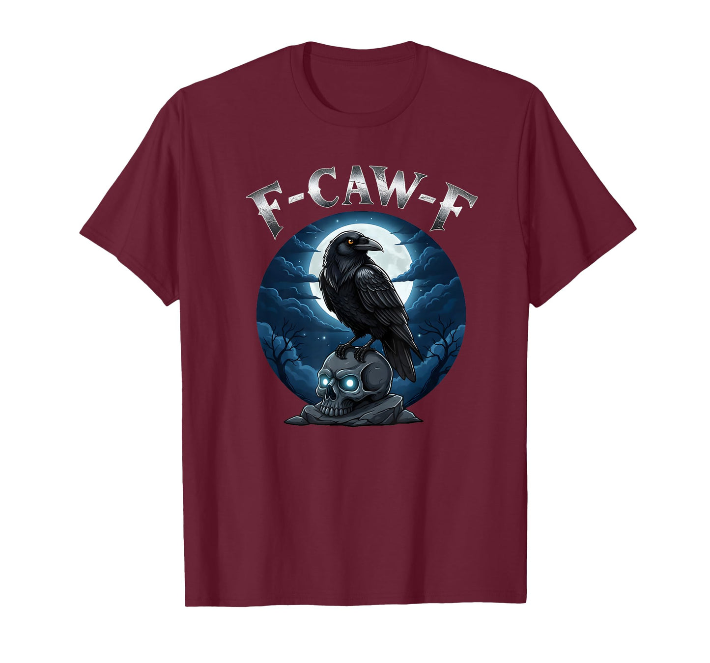 Black Crow, F-Caw-F Raven Skull Crow Moon Funny Gothic T-Shirt