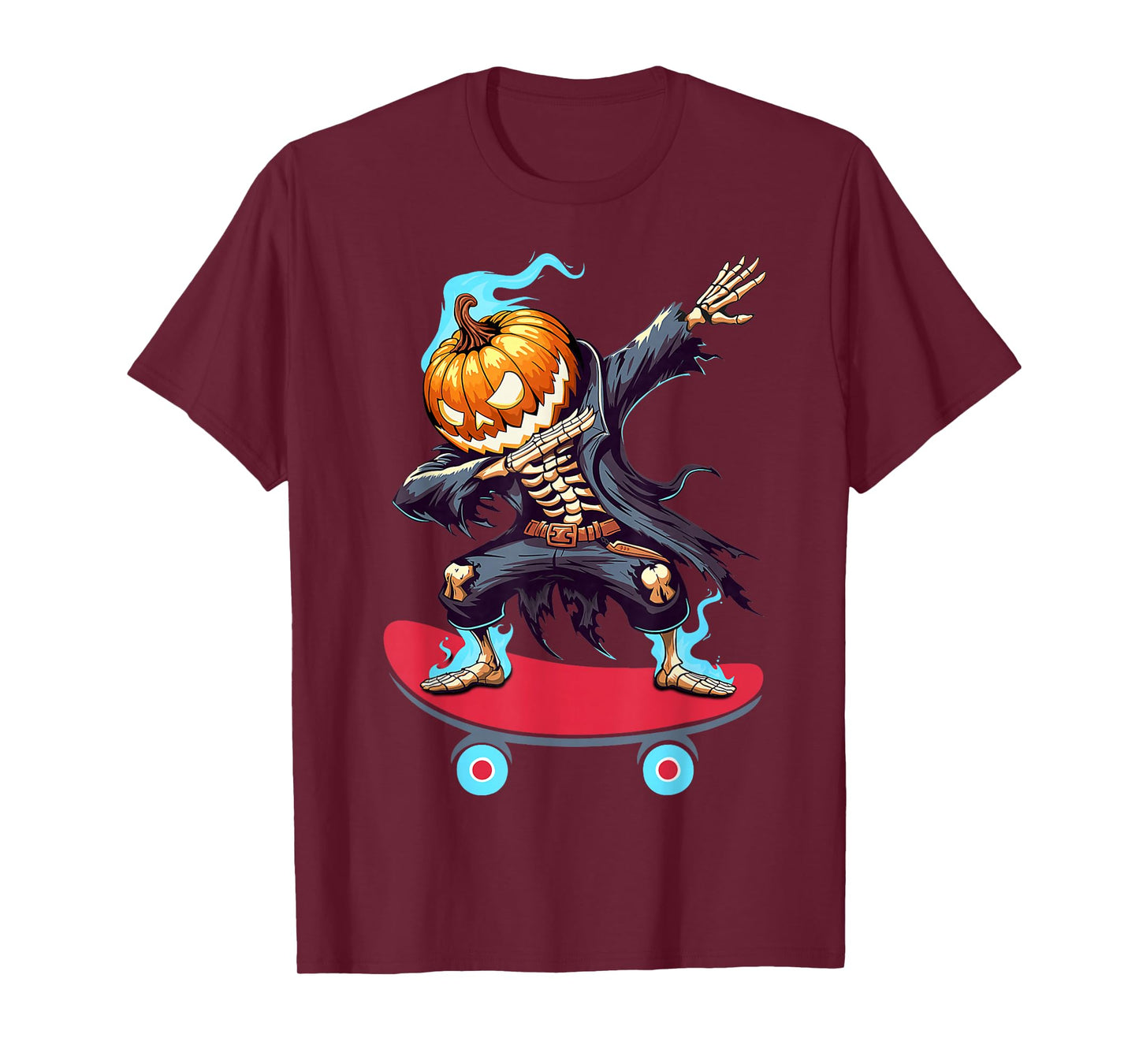 Dabbing Halloween Skeleton Skateboarding Spooky Halloween T-Shirt