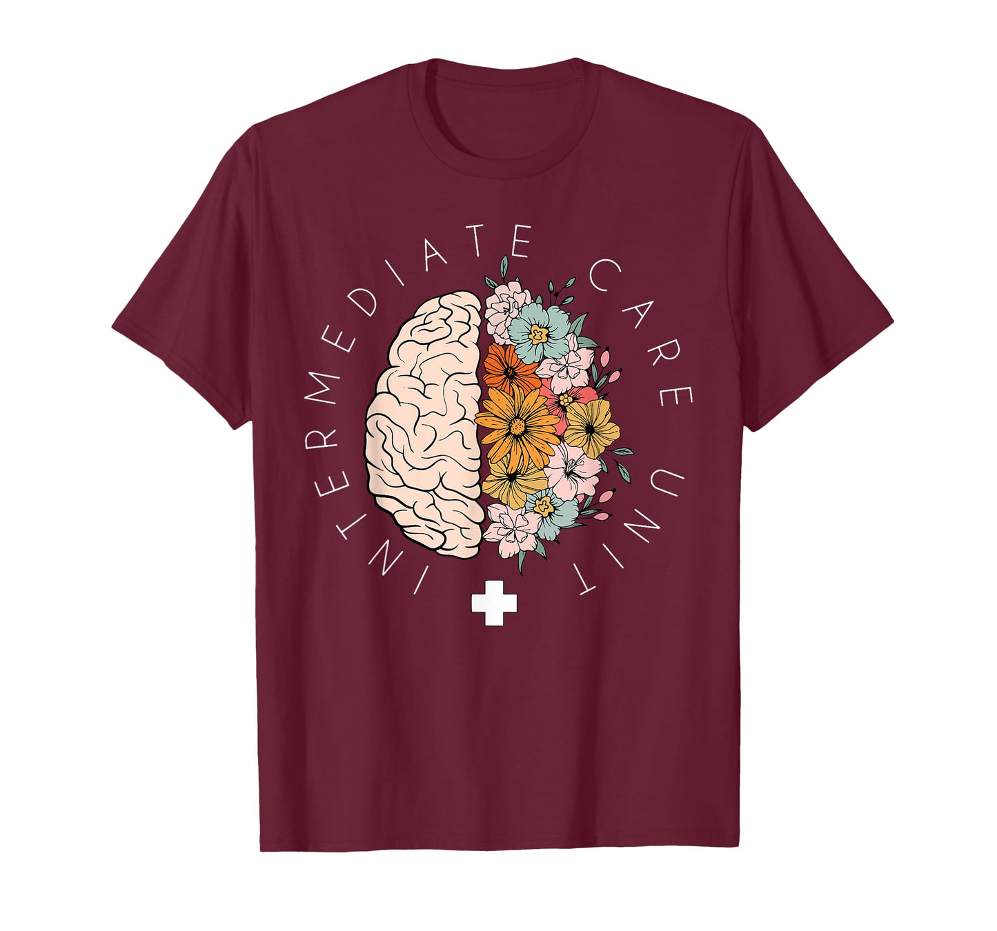 Floral Brain IMCU Intermediate Care Unit Nurse Appreciation T-Shirt