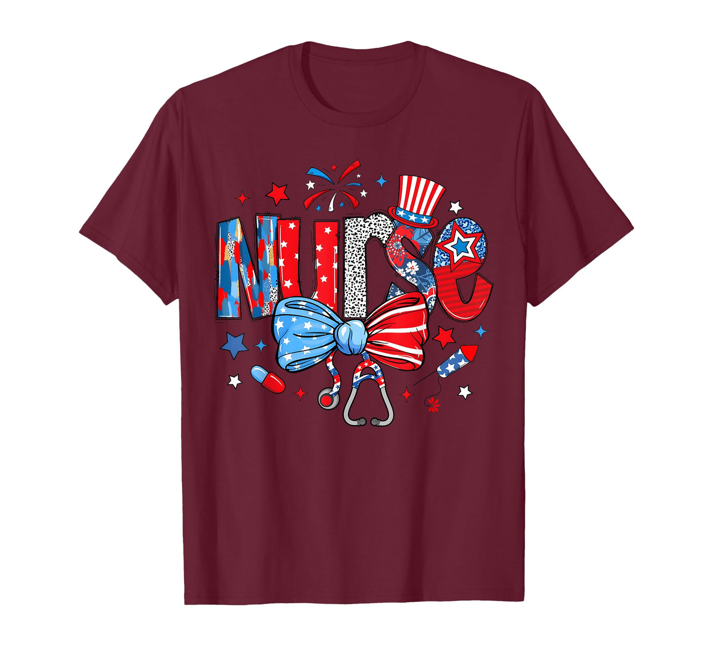 4th Of July Nurse American Flag Fourth Of July Independence T-Shirt