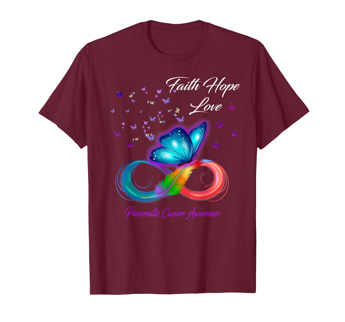 Butterfly Faith Hope Love Pancreatic Cancer Awareness T-Shirt